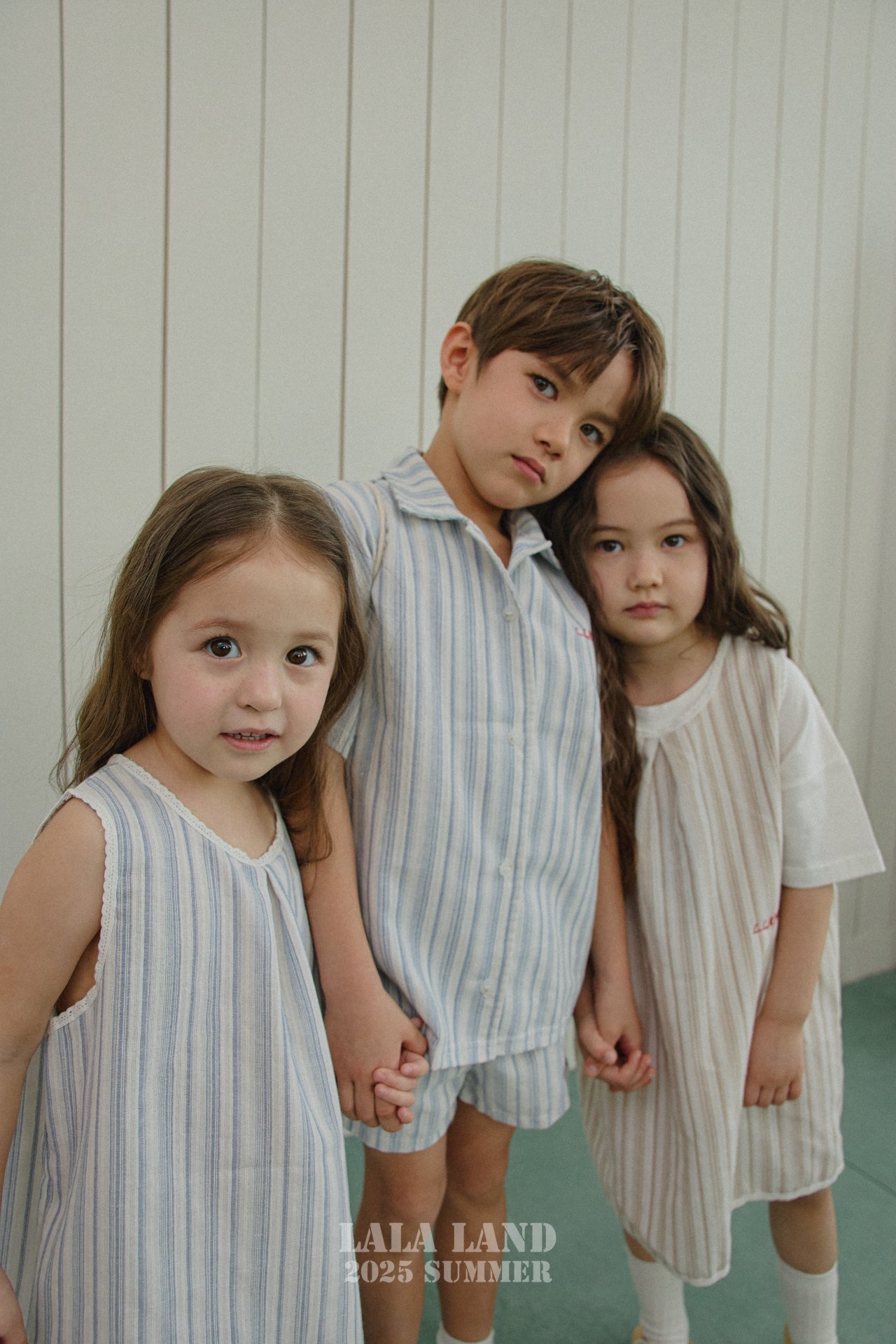 Lalaland | stripe ops with mom pants(Blue M95-105/Adult)