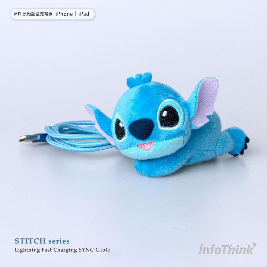 infothink Disney 系列 超可愛絨毛抱抱夾 快充傳輸線(Lightning)