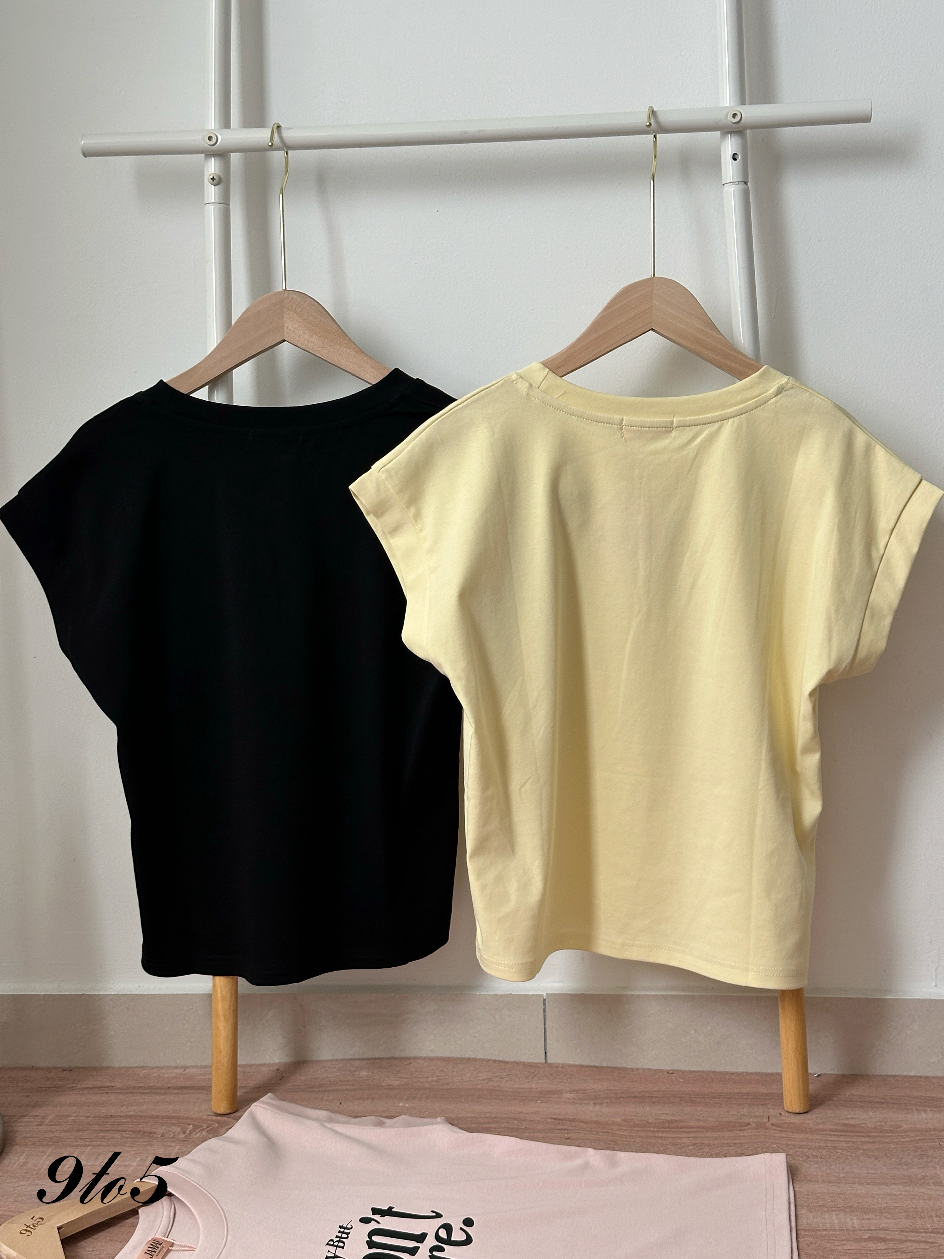 T4436 Cape Sleeve Printed Wording Tee - 4 Colors 