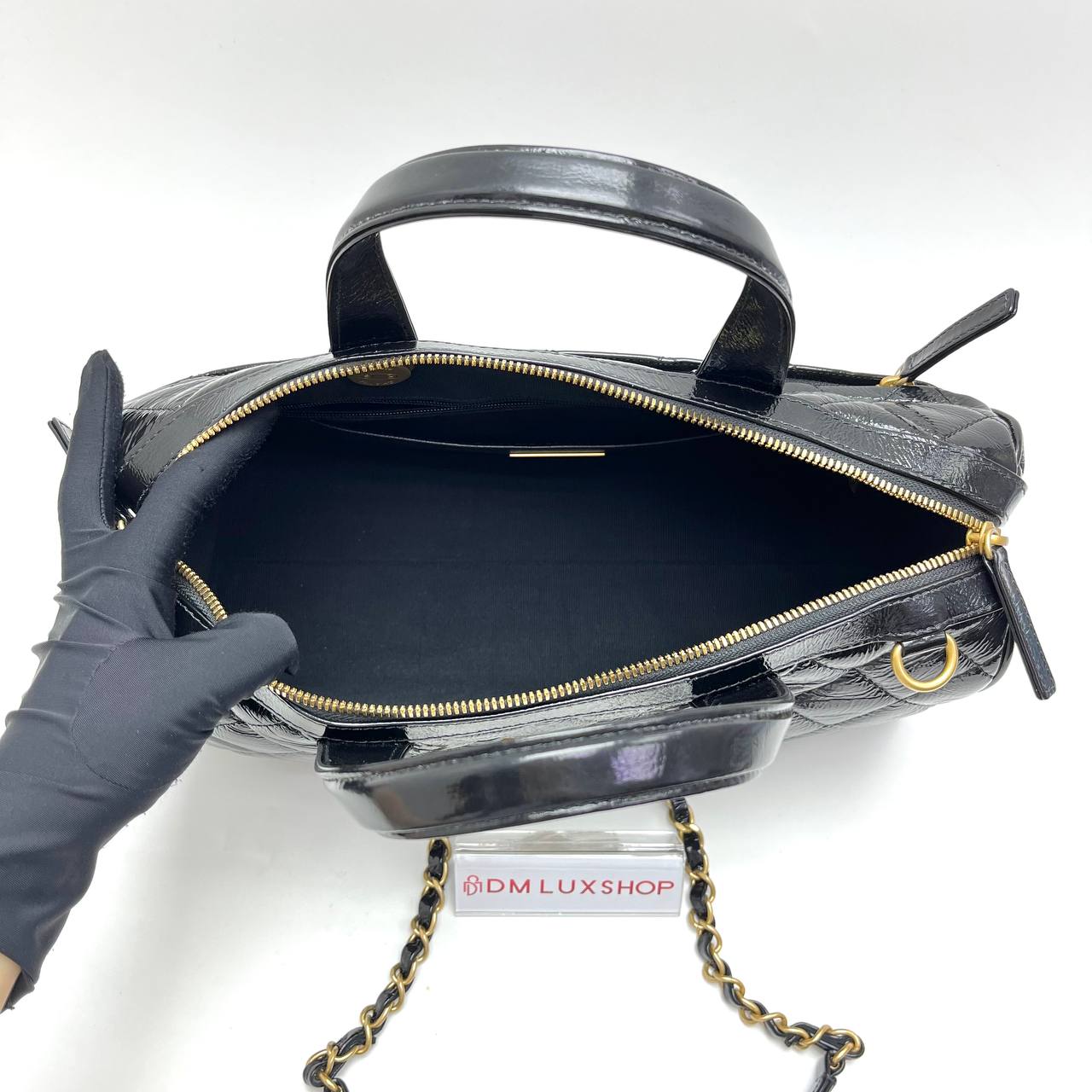 Chanel 25A Black Bowling Bag GHW (Microchip)