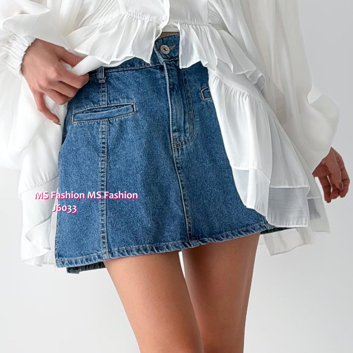 J6033 韓國🇰🇷型格側開叉牛仔裙褲