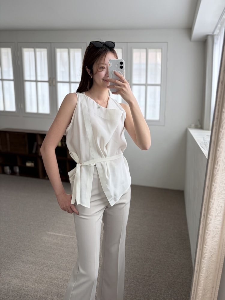 Camille Draped Wrap Blouse (Ivory)