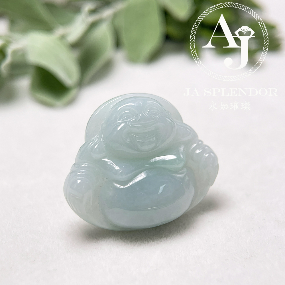 JN-1031 天然翡翠A玉 晴綠大肚笑佛吊墜
