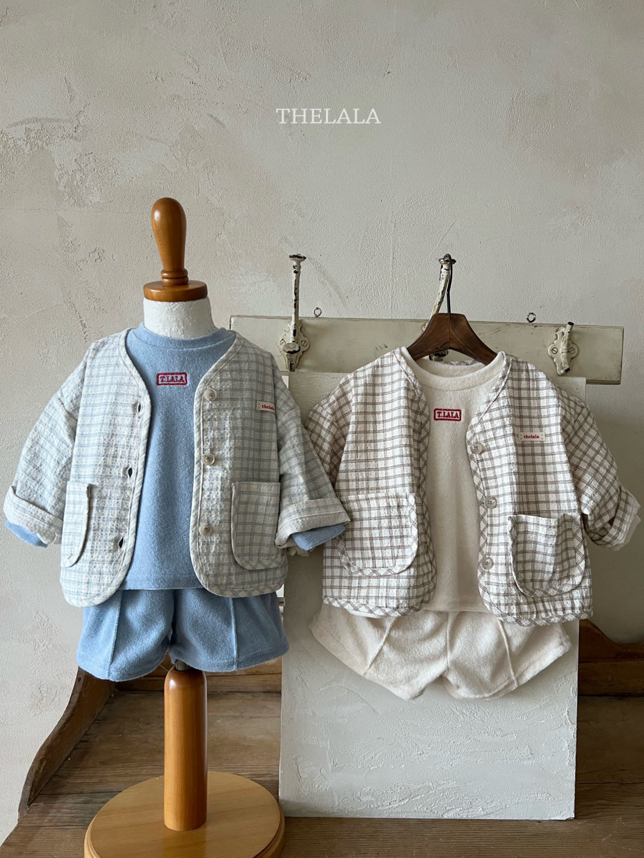 🌸預訂 韓國直送🌸🇰🇷THELALA兩色標籤格紋口袋開襟外套