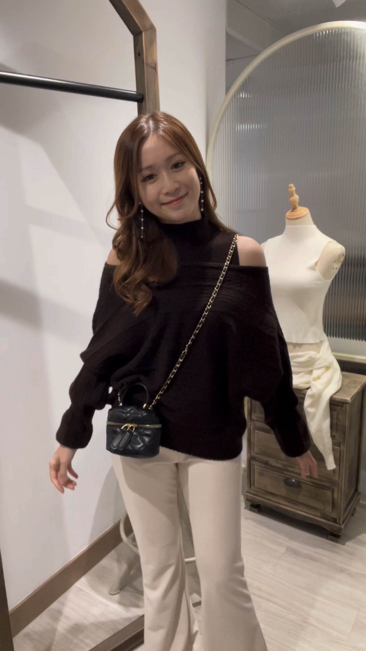 [限時閃購]2-WAY巴洛克織紋毛衣(背心+上衣)[KR]棕色308279