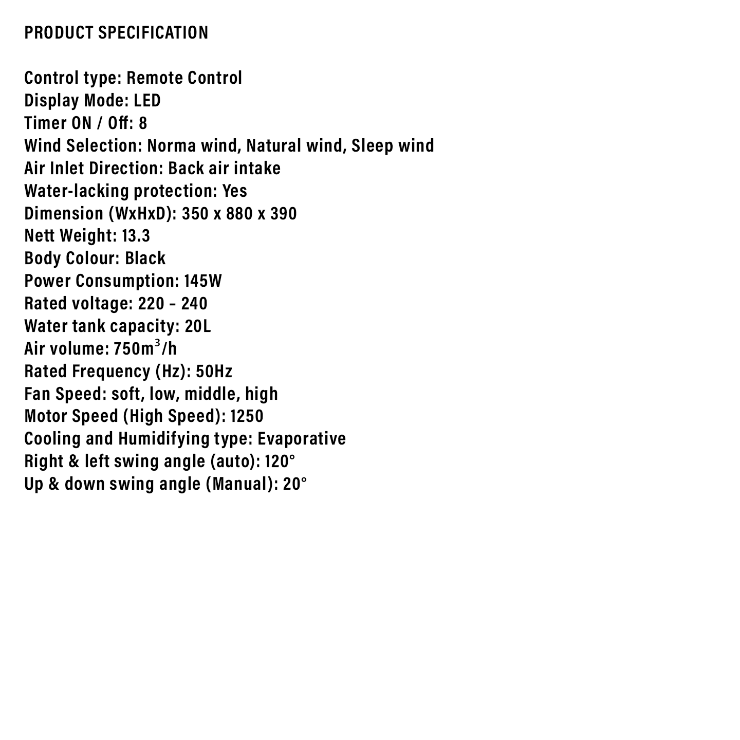 Sharp 20L Portable Air Cooler (PJA200TVB)