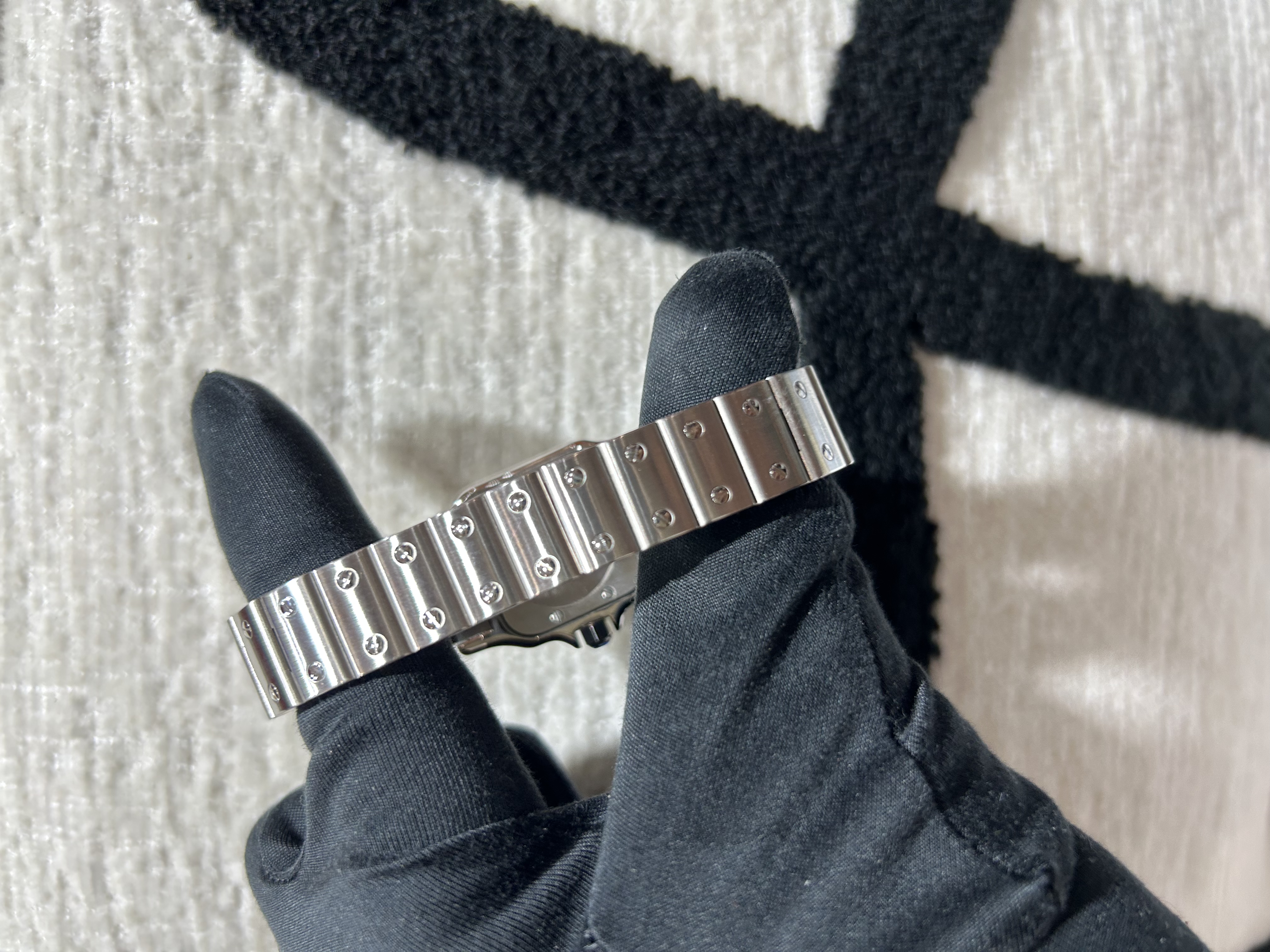 Cartier Steel Curved Santos De Watch 100%Authentic, 98%New ✅23換電收據