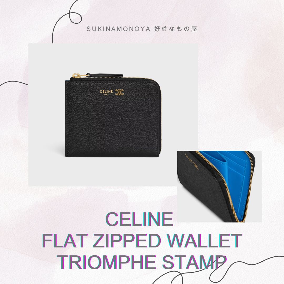 CELINE FLAT ZIPPED WALLET TRIOMPHE STAMP
