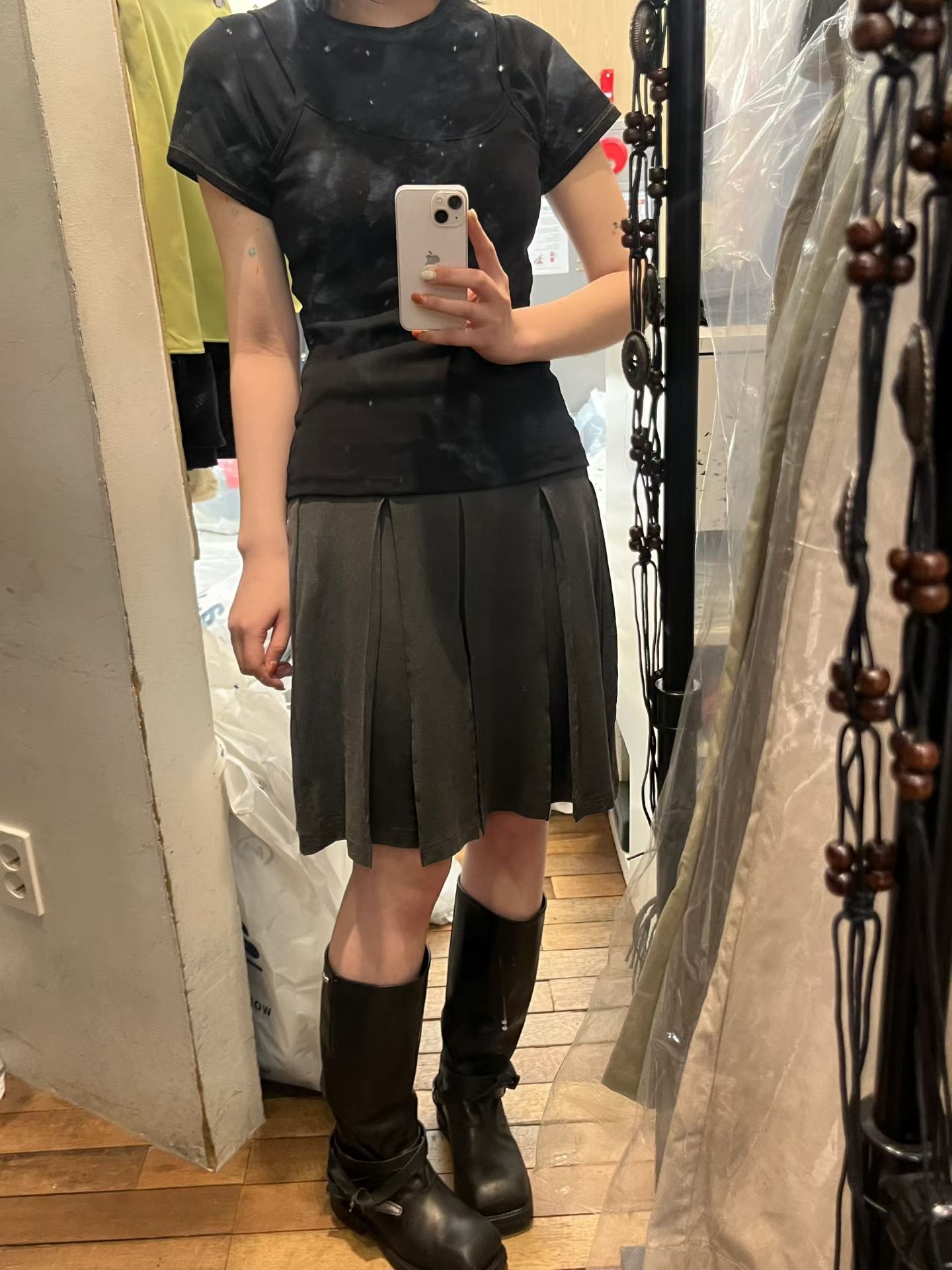 Washed cotton skirt