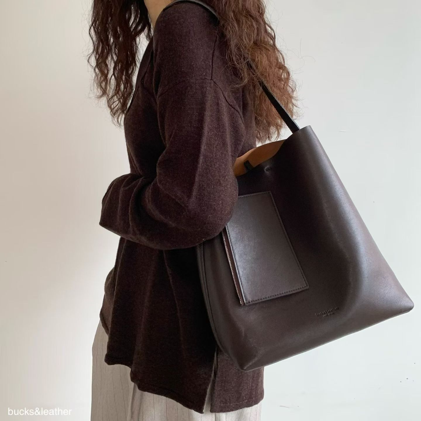 Prestige Sheepskin Leather Bucket Tote