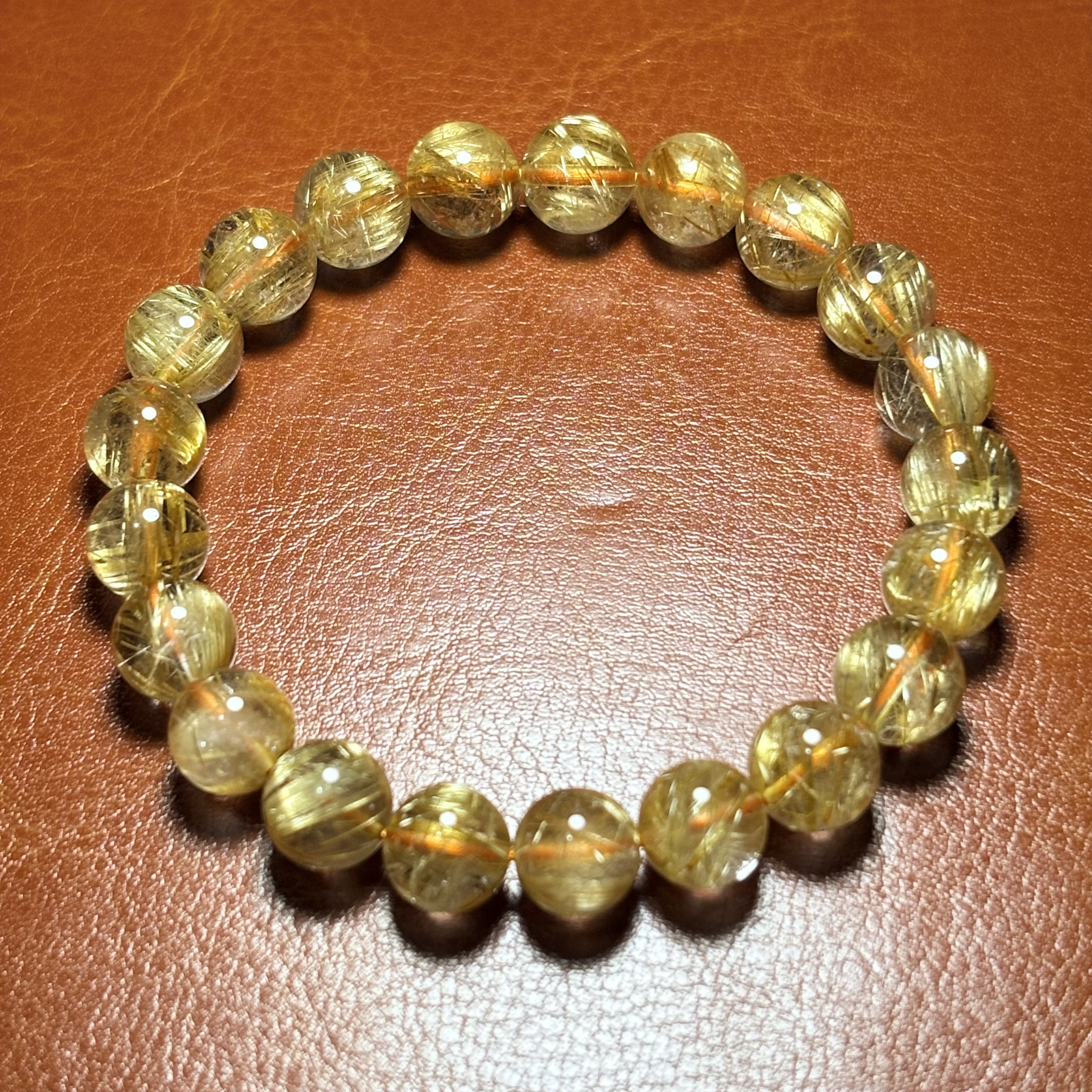 9mm5A+金鈦晶髮晶手串No.A6105