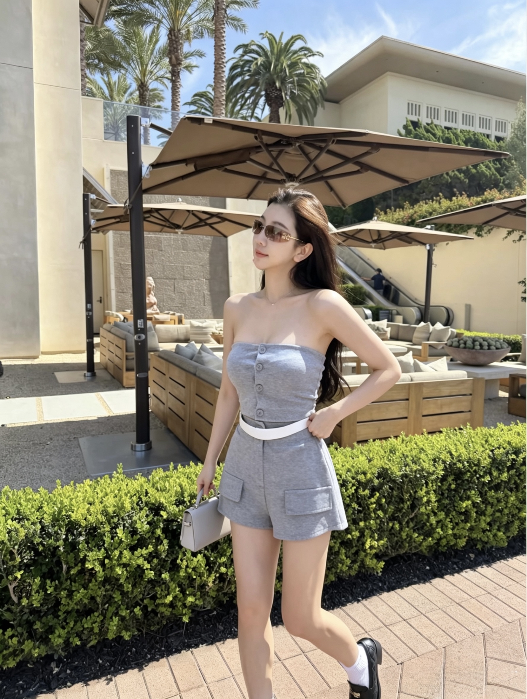 1804 Soft strapless top shorts set 柔感抹胸短裤套装