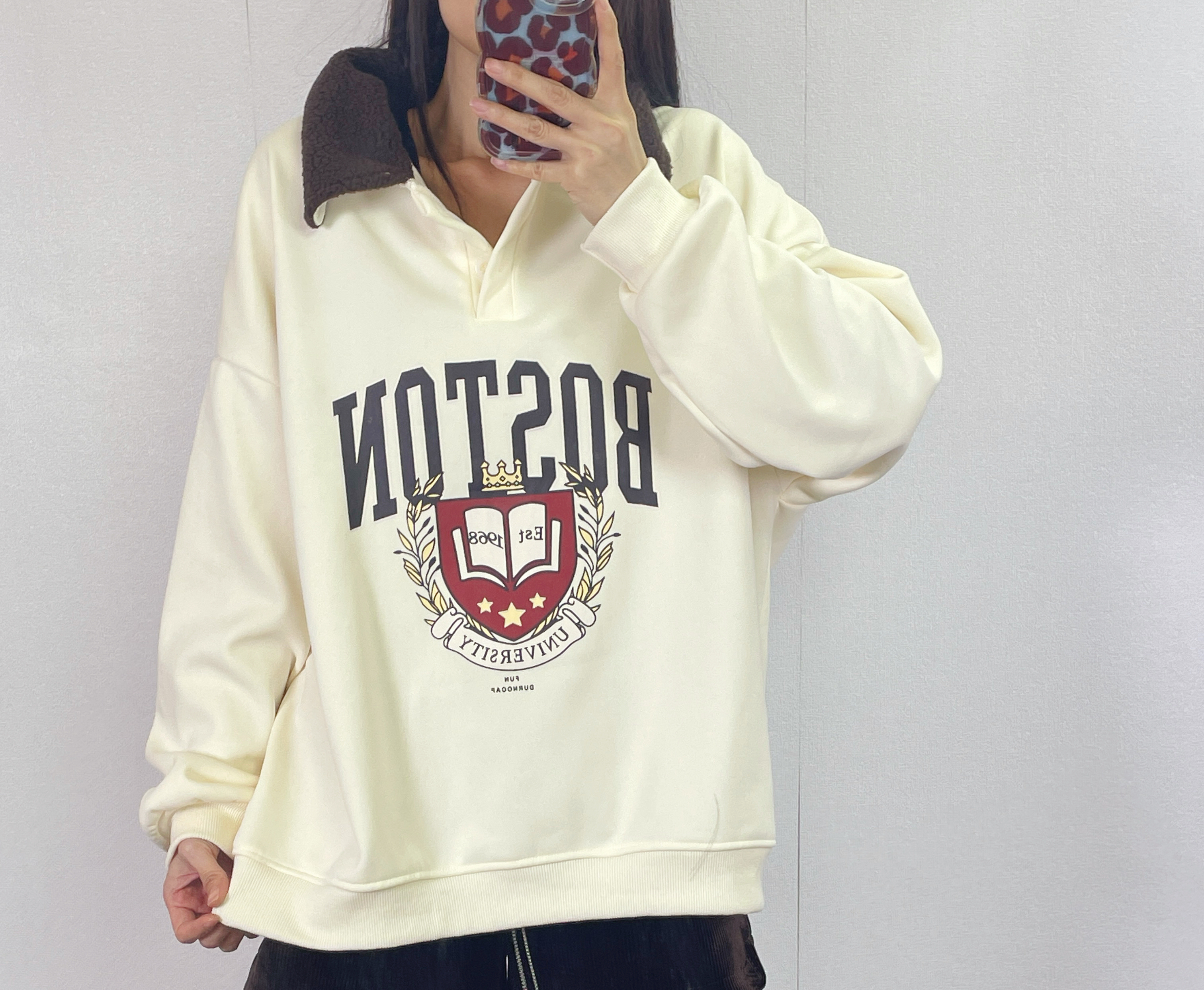 K5539 薄絨底X羊羔毛領衛衣