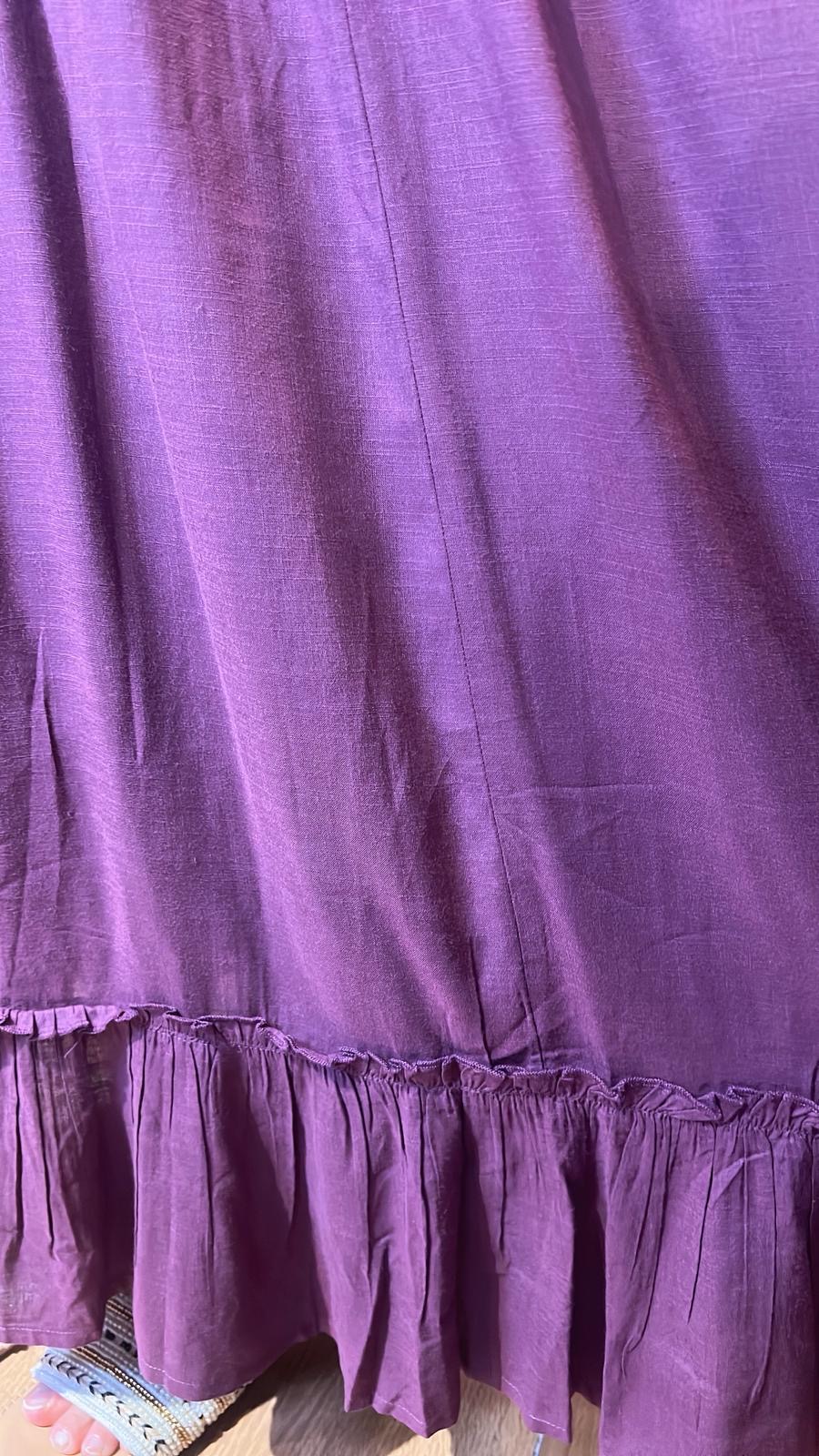 Purple V-neck Double Lace Collar Emb. OP 48"  #1023