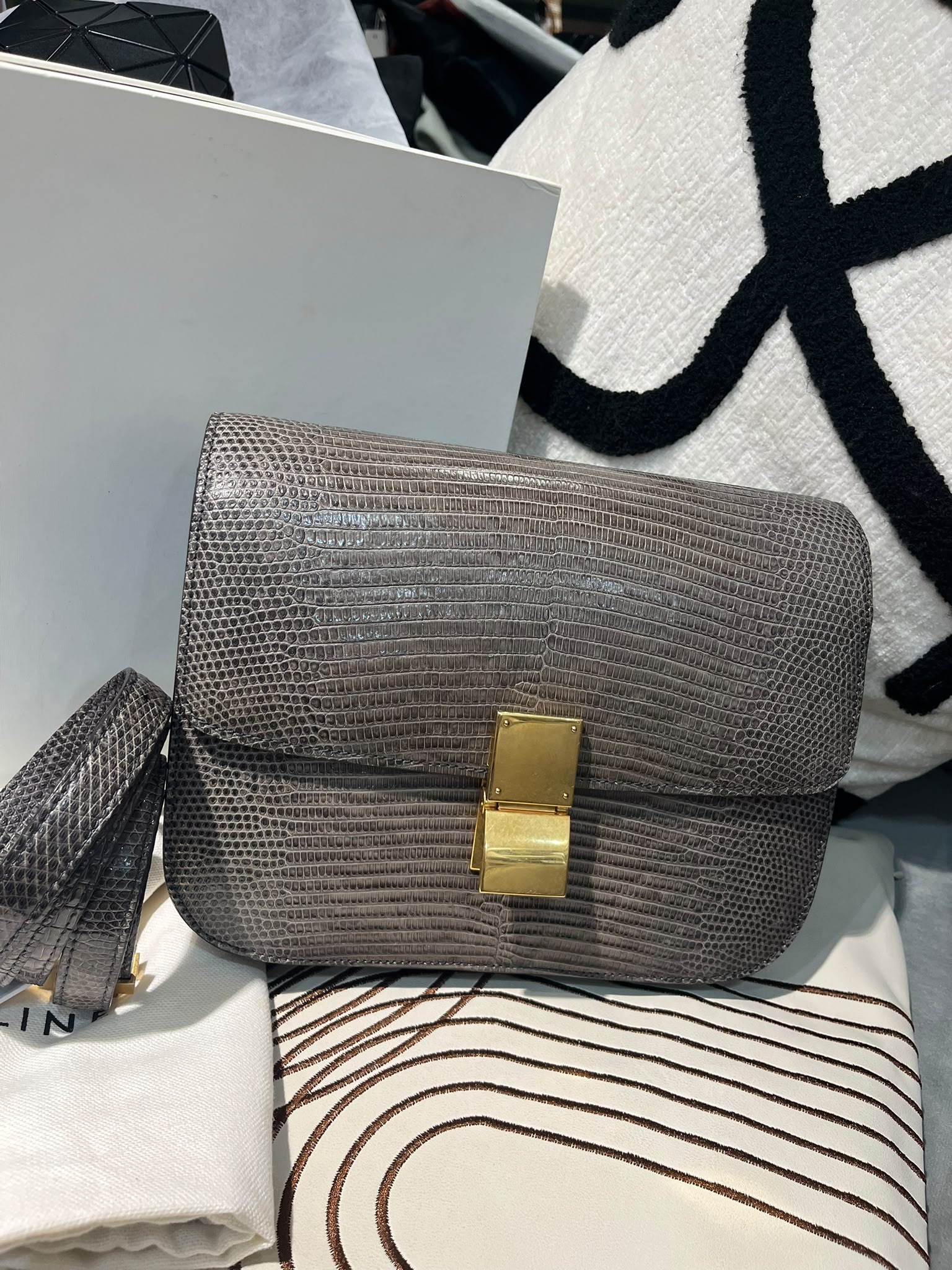Celine medium box 蜥蜴皮 100%Authentic ,98%new  ☑️專門店收據☑️dust bag☑️booklet☑️box