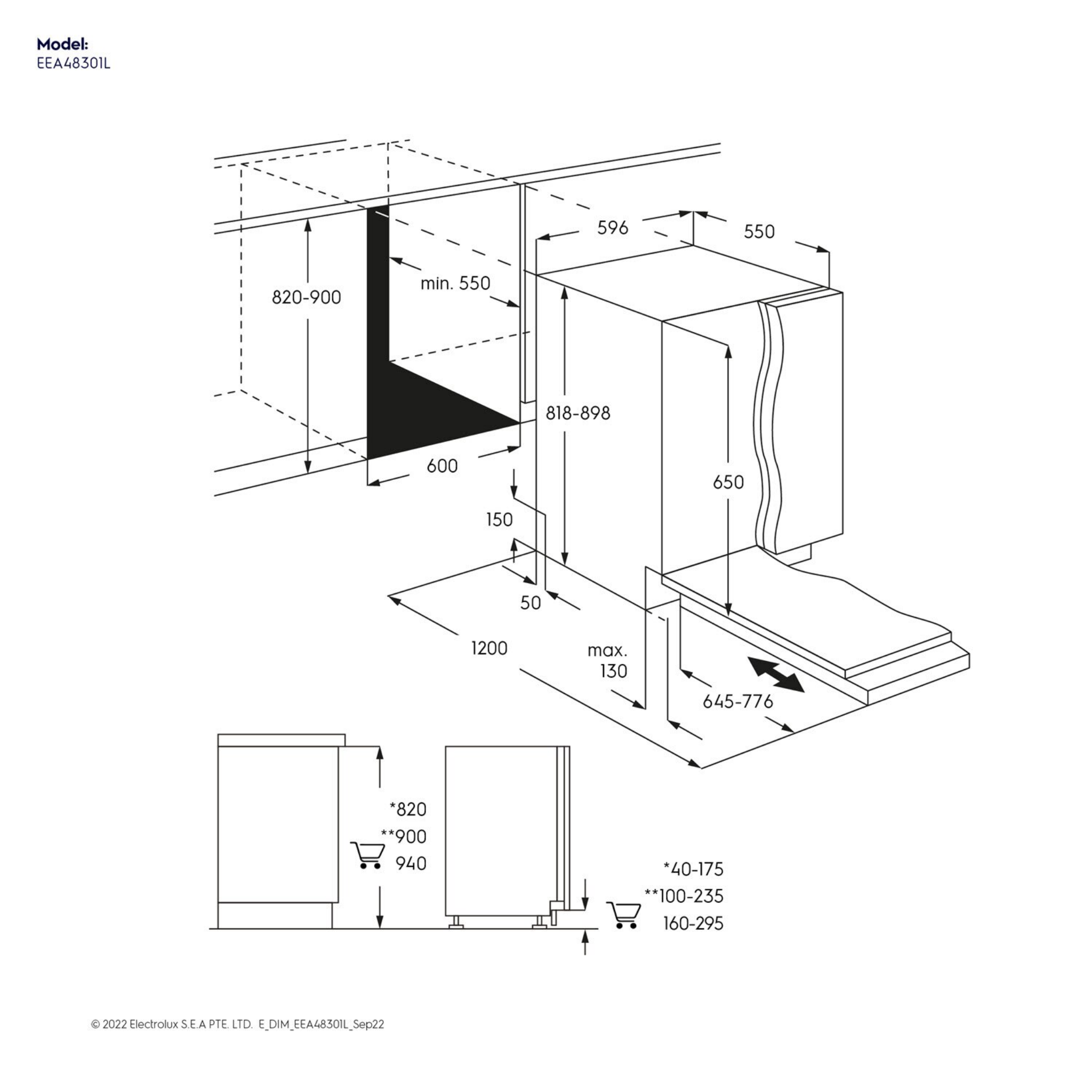 Electrolux UltimateCare 700 Fully Integrated Dishwasher (EEM48301L)