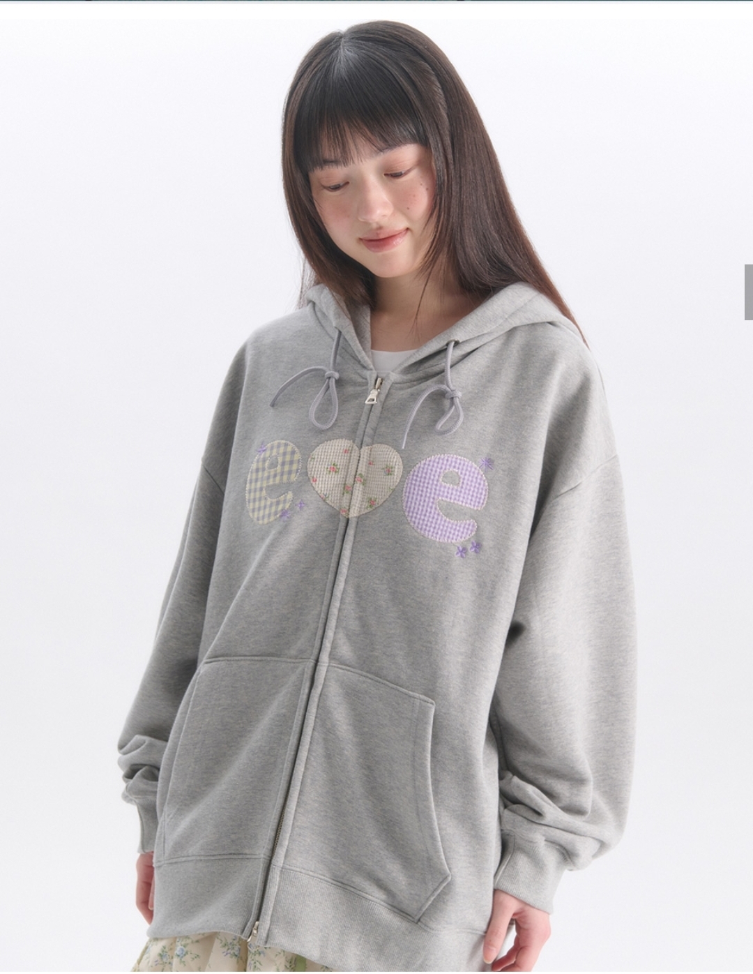 Ambler Check Flower Zip Up Hoodie