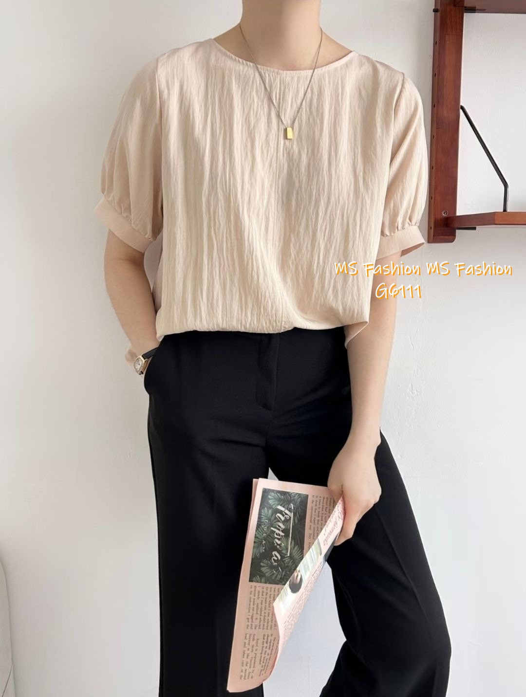 G6111 韓國🇰🇷特色皺皺拼布top