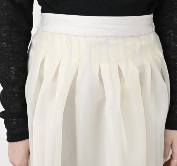 歐根紗x塔夫綢褶襇蠶繭裙 - 2026 流行穿搭  女士長裙 春夏時尚穿搭 優雅日常 成人休閒 易於配搭 日本直送   #JP-I-260025