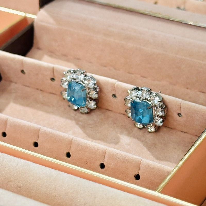 Blue Rhinestone Earrings (NZ015-12)