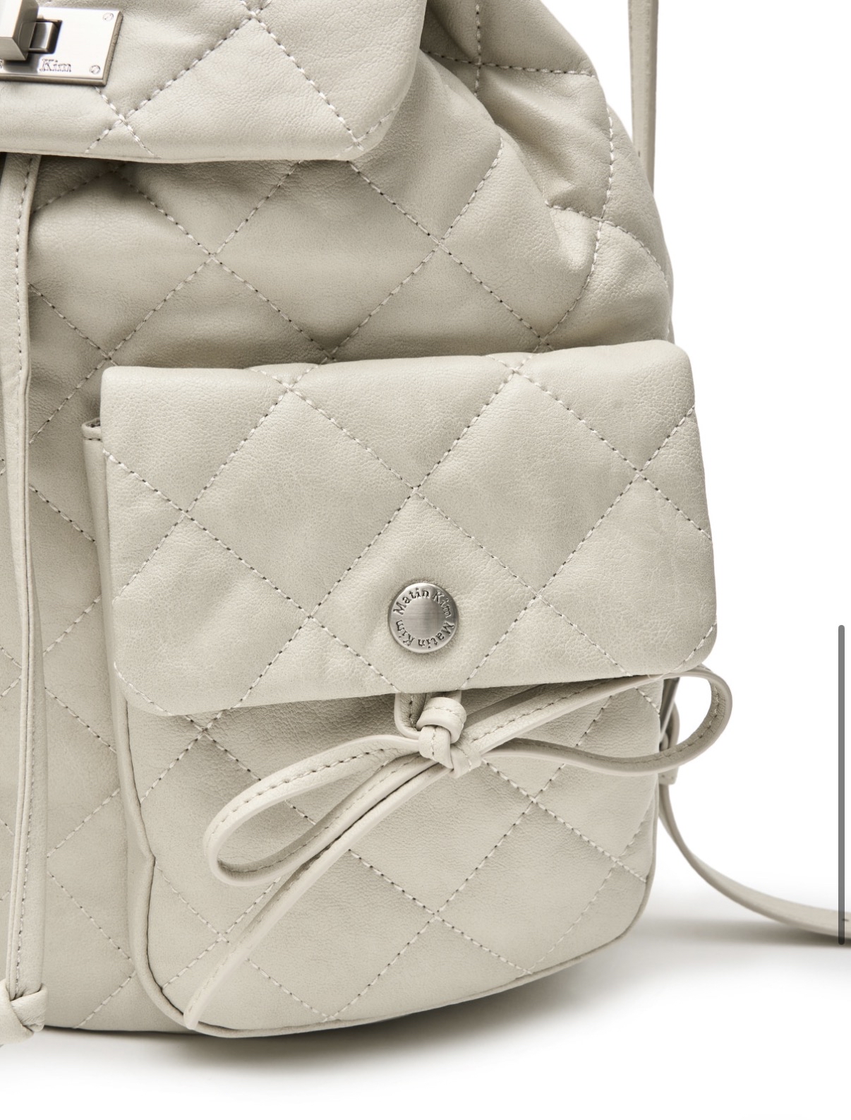 MATIN KIM特價場 DOUBLE POCKET QUILTING BACKPACK IN LIGHT BEIGE