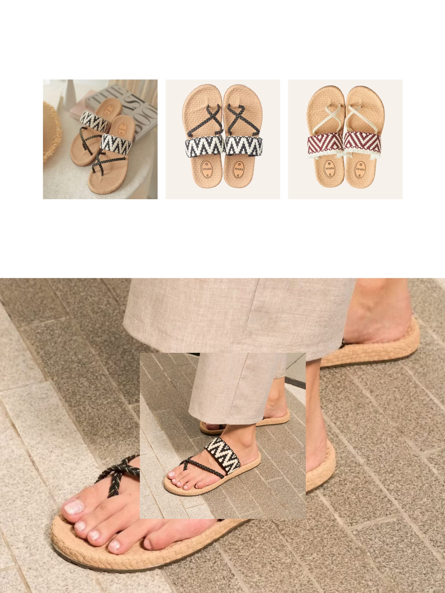 🇹🇭Vpada Sandals VP-F106 Vivien Fashion Collection 編織風沙灘平底拖鞋｜度假百搭款👡🧵✨