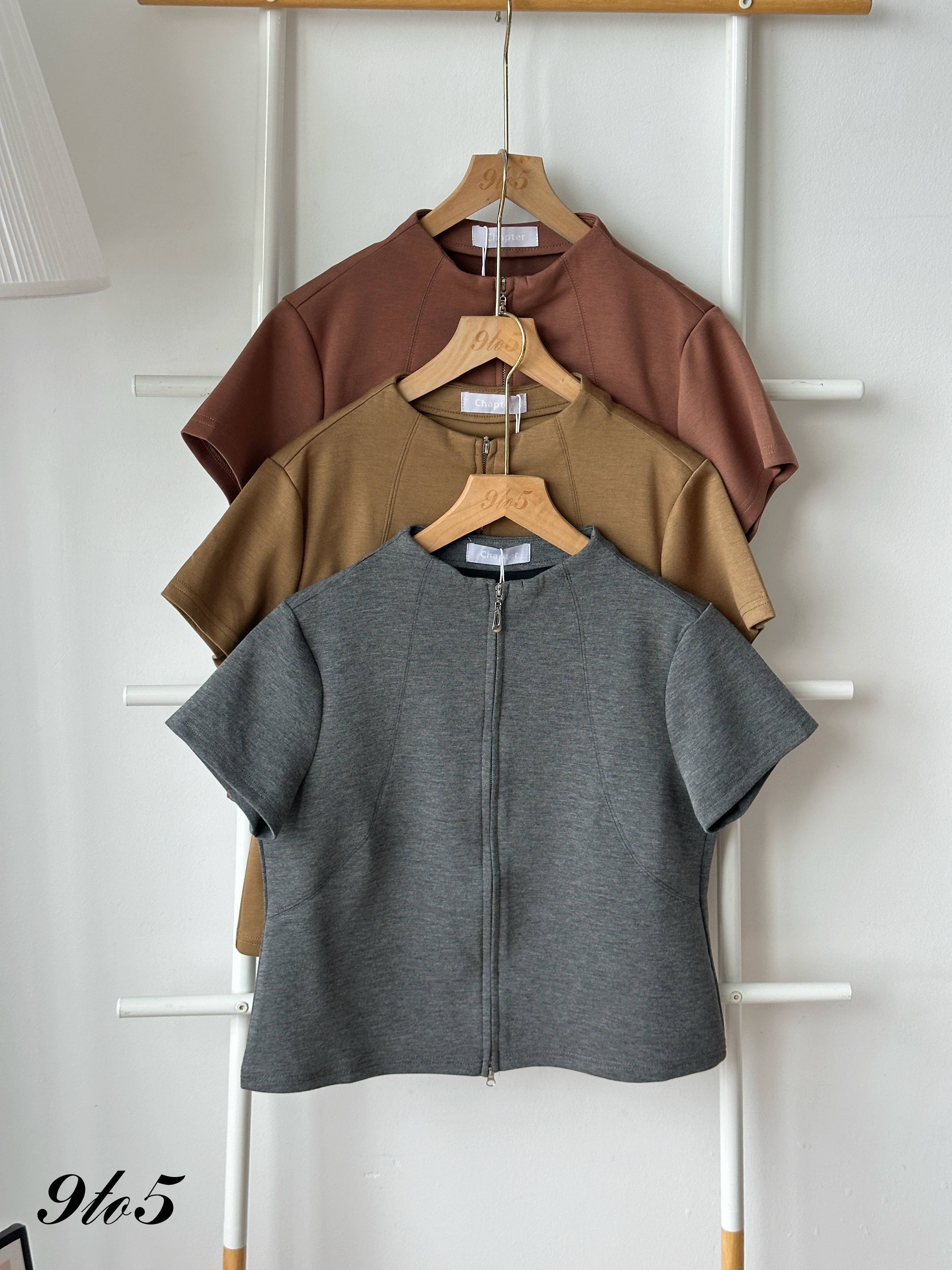 T4372 Mock Neck Zipped Up Top - 3 Colors