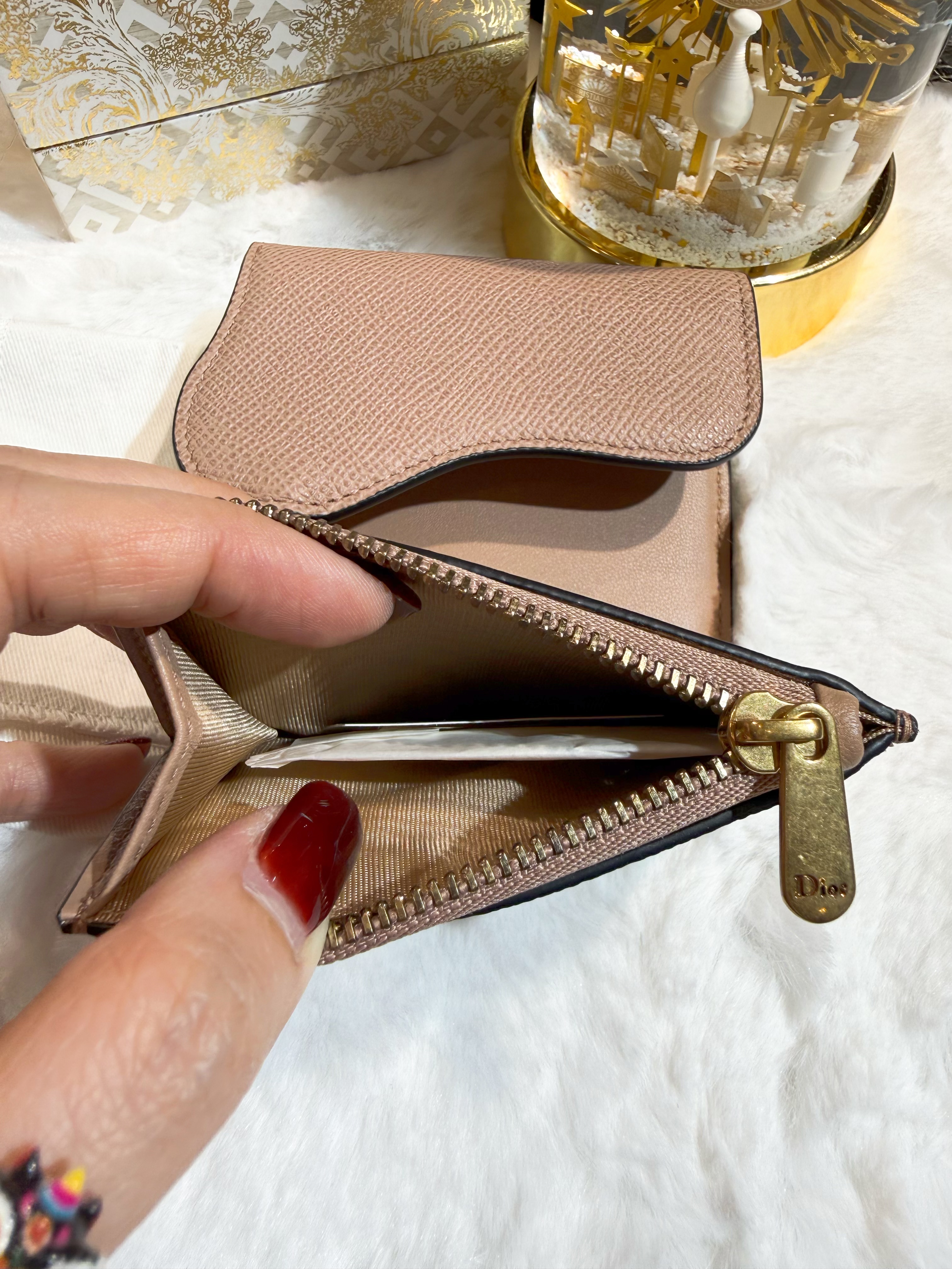 Dior saddle lotus wallet pink