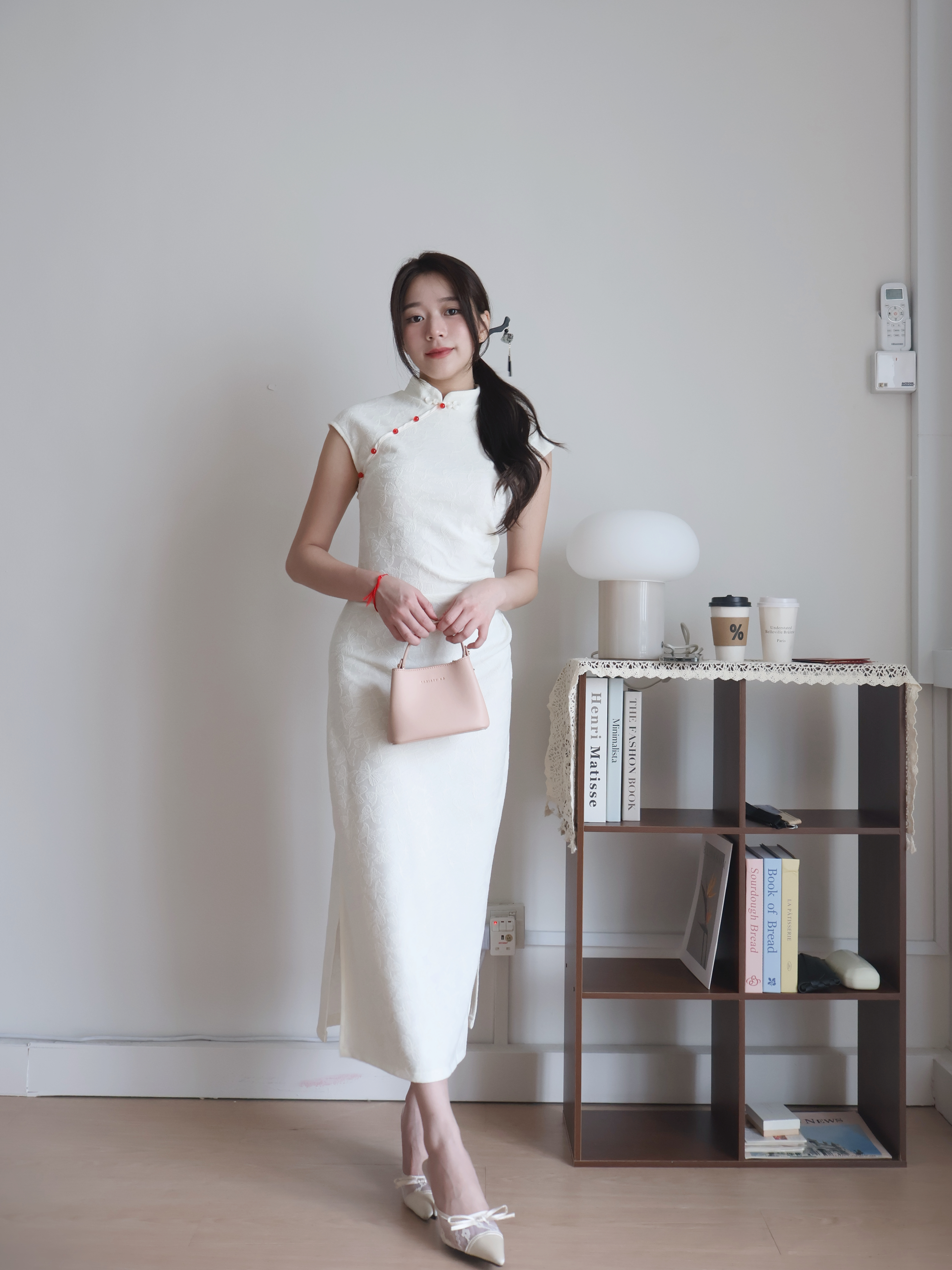 Jade Side-Slit Cheongsam | Cream
