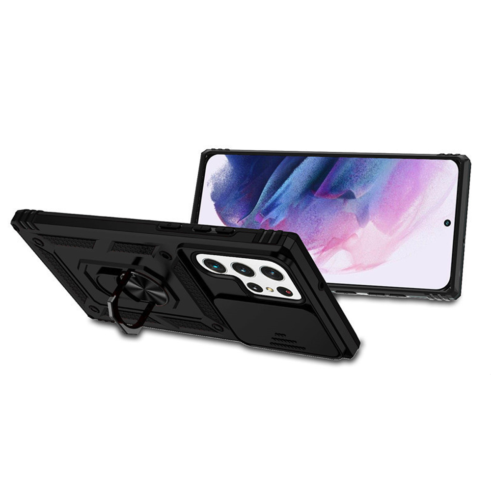 [紅色][適用於三星S24Ultra] 車載防摔保護套 磁性手機保護殼 戒指支架手機殼 [平行進口] PC6292