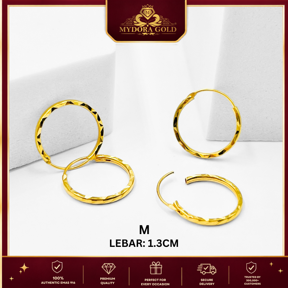 MYDORA Subang Bulat Donut | Fesyen Earrings EMAS 916/22K