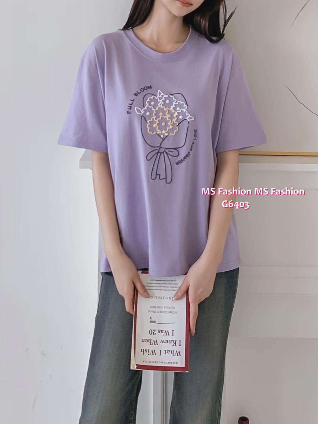 G6403 花花print tee