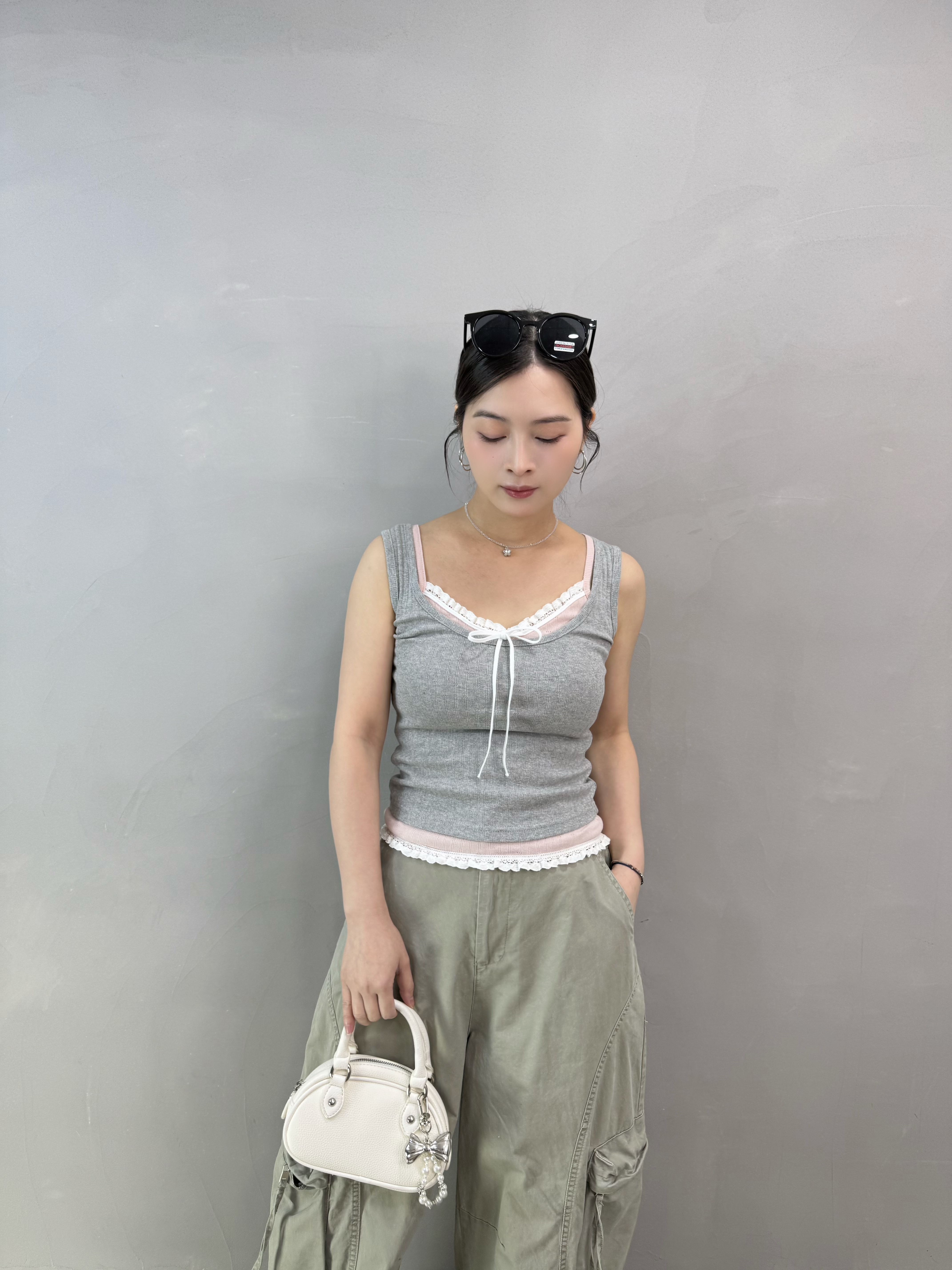 S75 ruffle邊吊帶+背心set