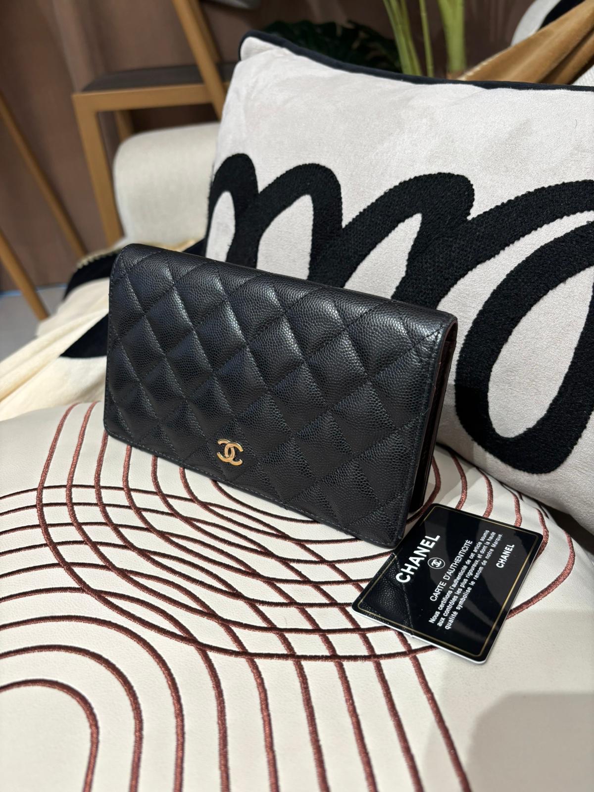Chanel wallet 黑色荔枝牛皮 100% Authentic,95%new  ✅29Card ✅dust bag✅ box