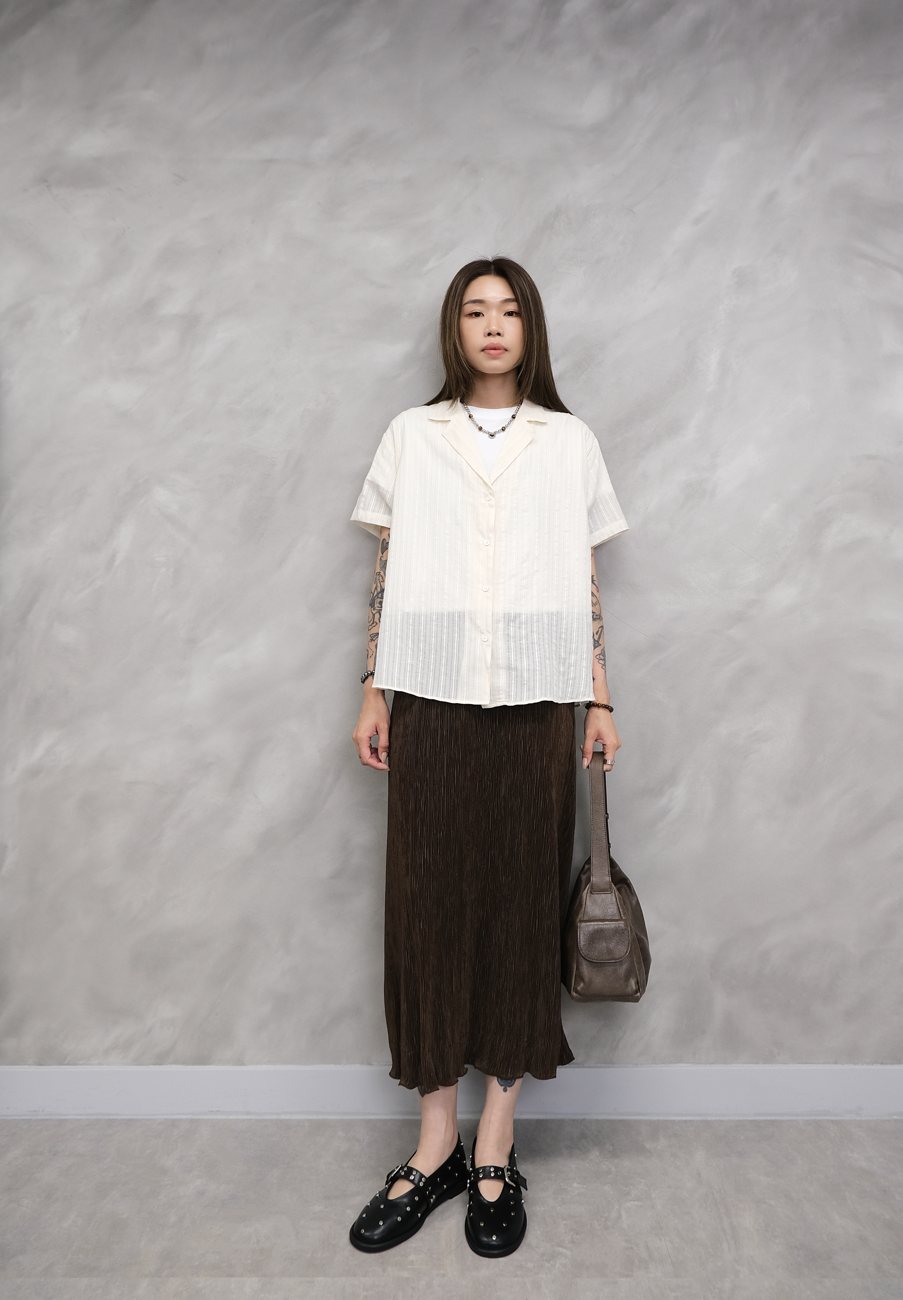 Striped v-neck shirt #sh35