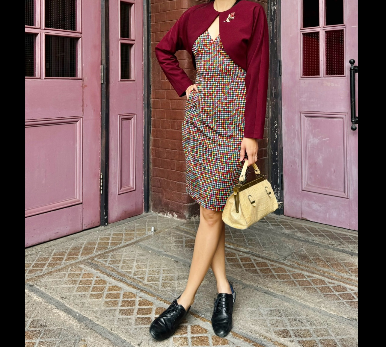 (Ready/Custom-Made) 1950s Style Elegant Batwing Bolero - Burgundy Red (FM202)