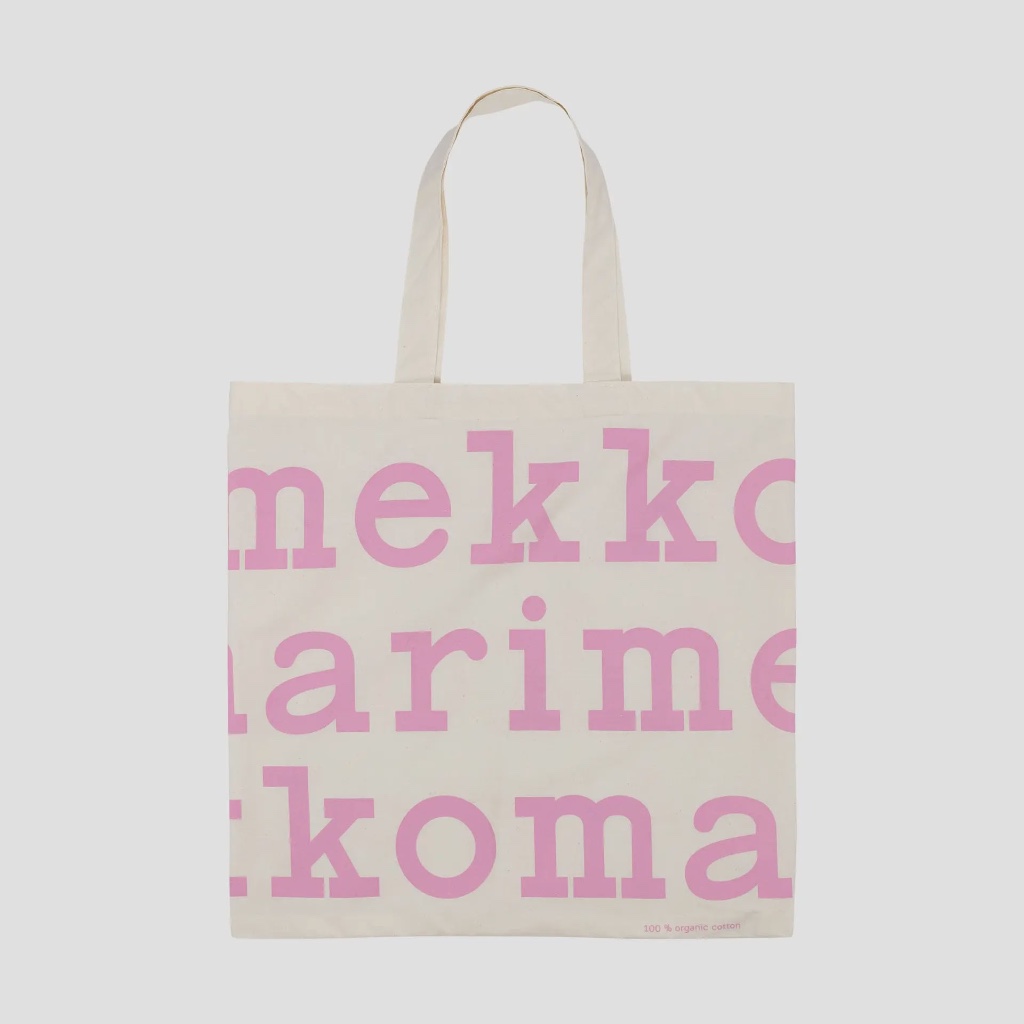 Marimekko Tote Bag   Marimekko 米白色 桃紅色 /粉紅色帆布袋 上膊 大袋 tote bag 環袋 