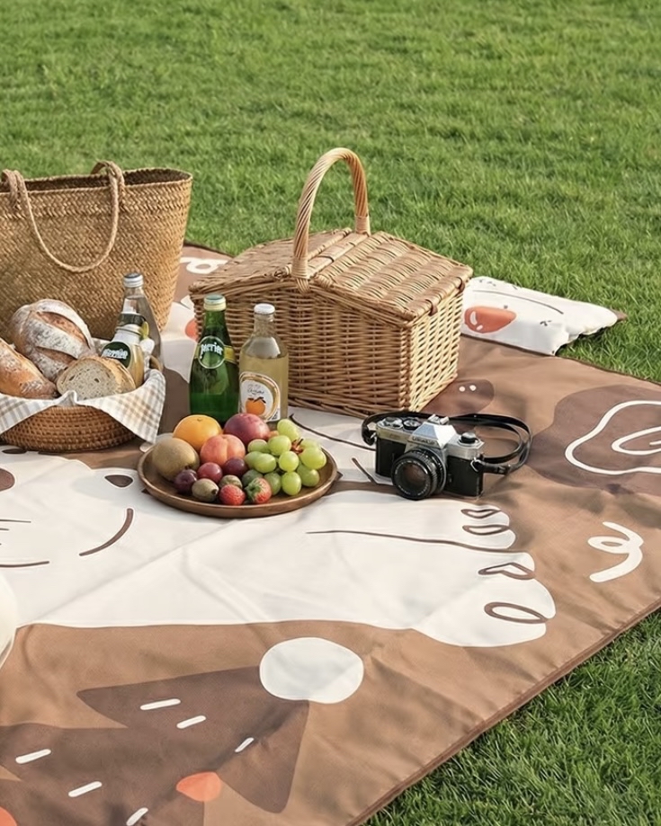 慵懶呼嚕貓手提野餐墊