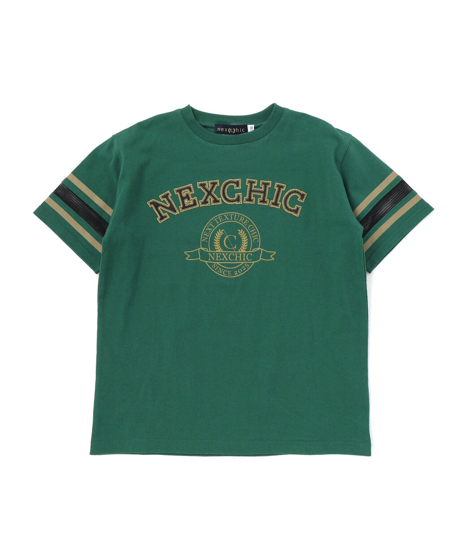 🆕【⭐訂購⭐】🌀 🇯🇵 日本直送 Nexchic 學院風 刺繡貼布 網眼袖 短袖T恤［2款選］ 🌀[ELDA-0153][260516]