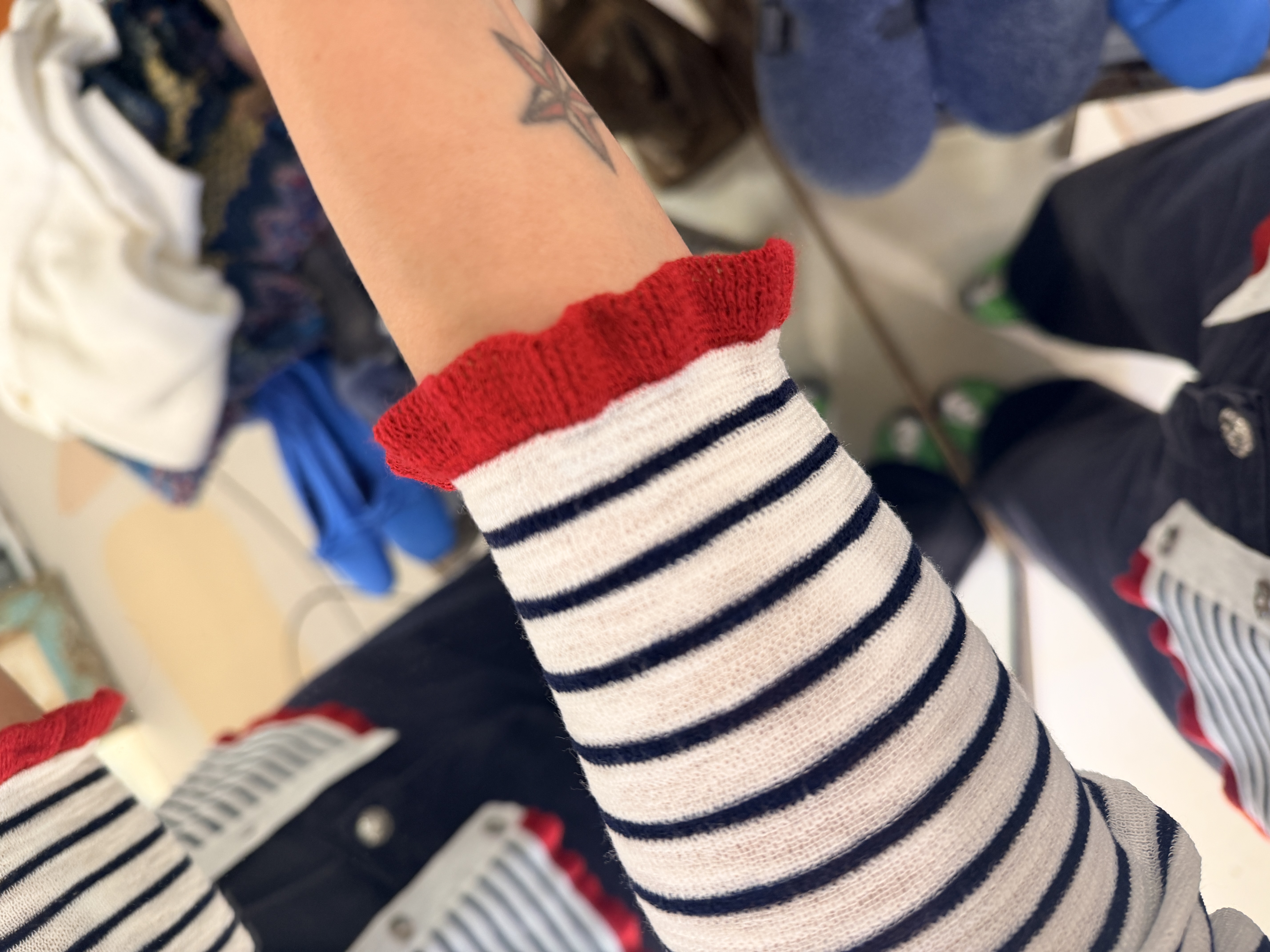 Black and red cardigan