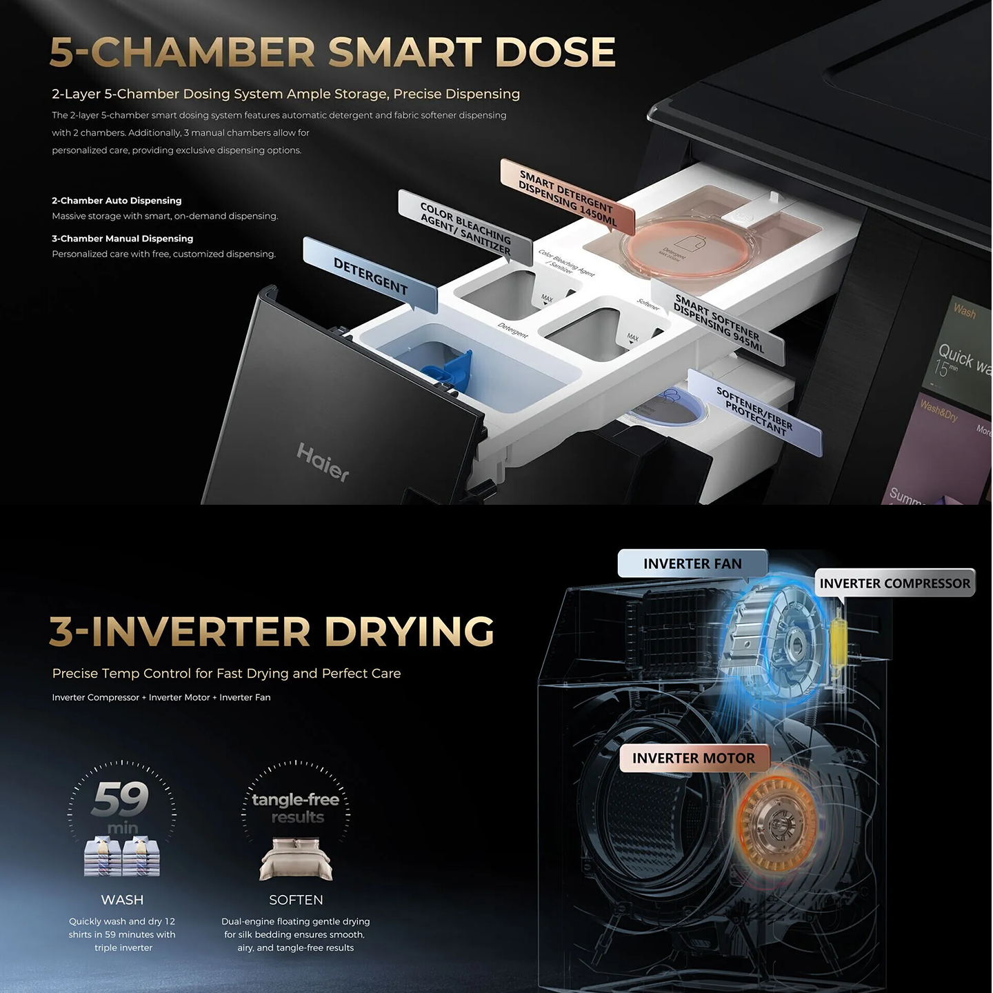 Haier 24kg/13kg Duo Drum Washer Dryer (HWD240-BD12LGNU1)