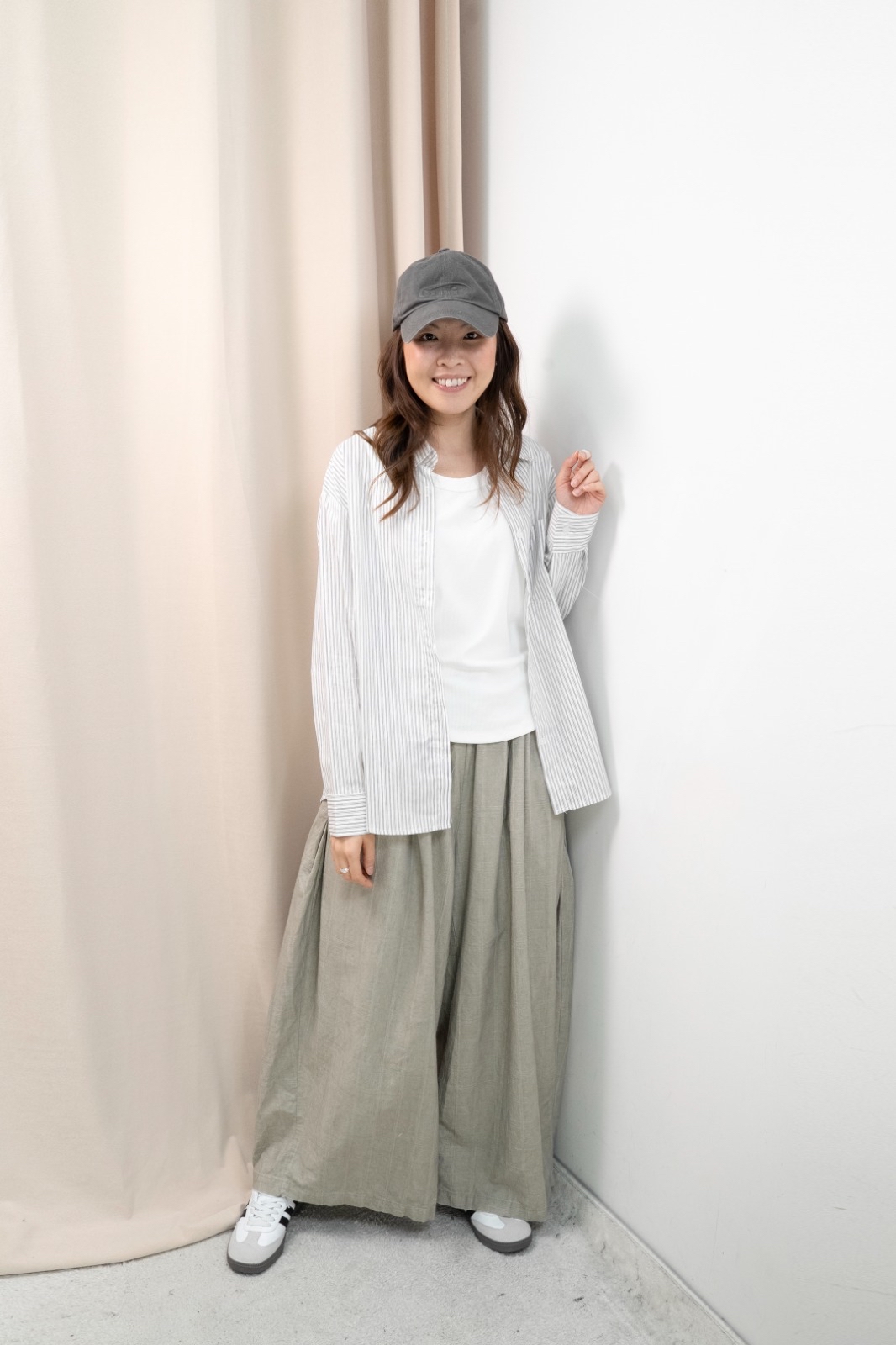 直間紋Smart causal 襯衫（米啡間）