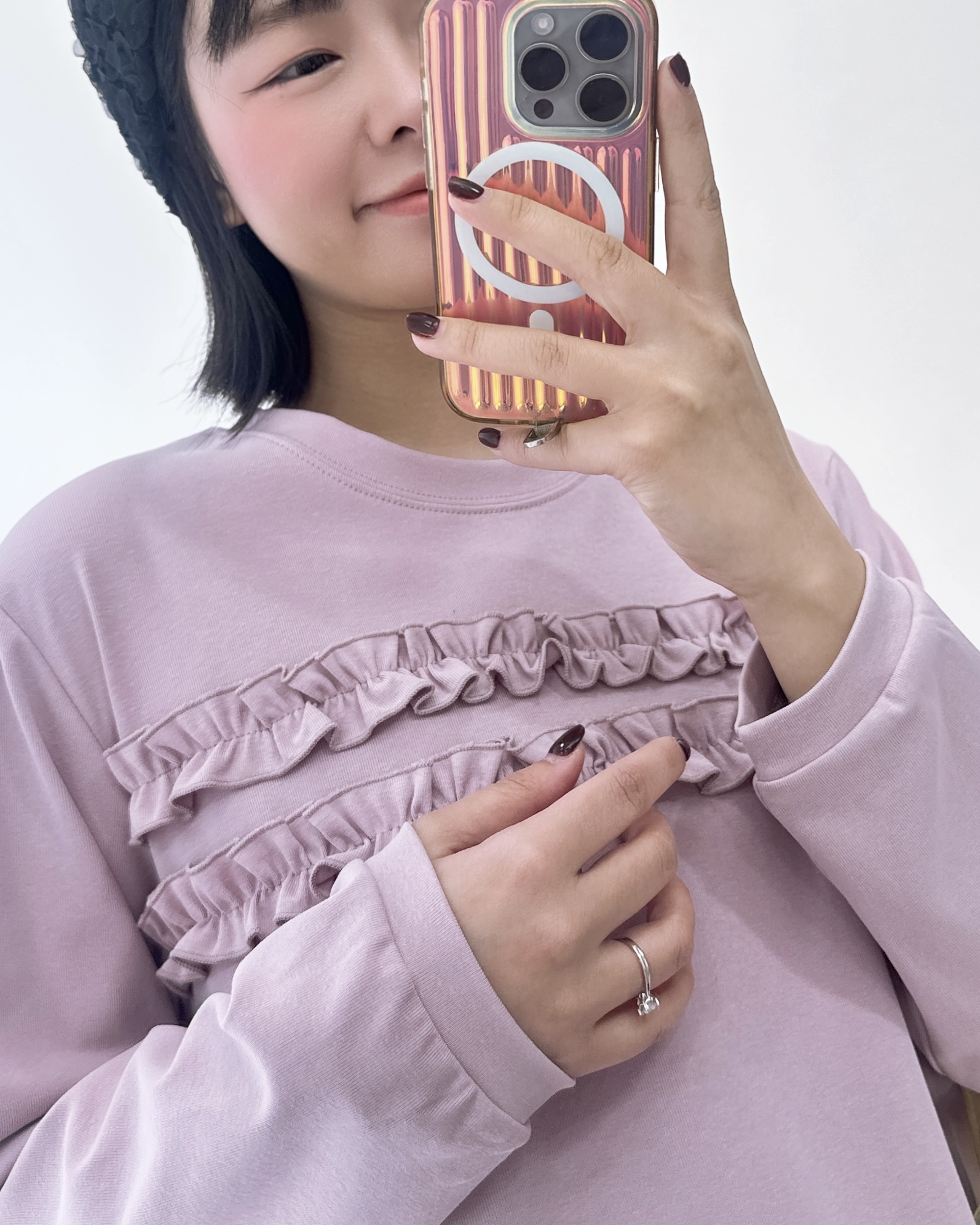 長青淨色Ruffle邊純棉上衣 2色