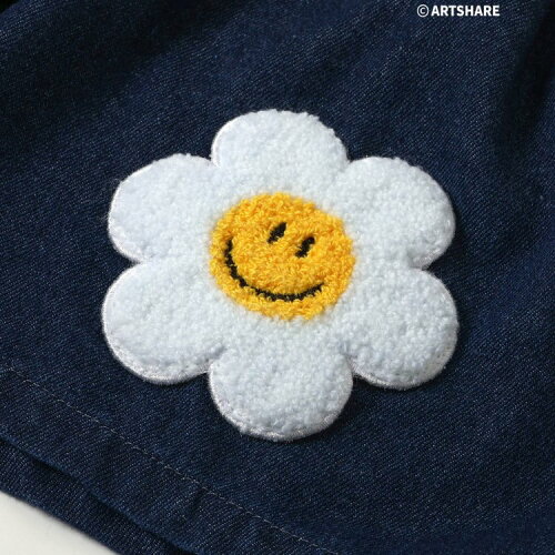 🆕【⭐訂購⭐】🌀 🇯🇵 日本直送🇯🇵 WIGGLE_WIGGLE系列 笑臉太陽花刺繡貼布 牛仔短褲🌀 [ELEA-0069][260607]
