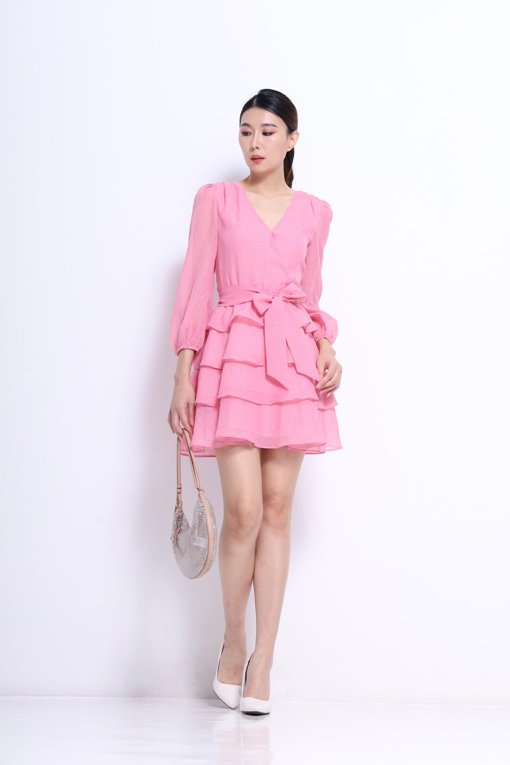 独家V领蛋糕连身裙 2134