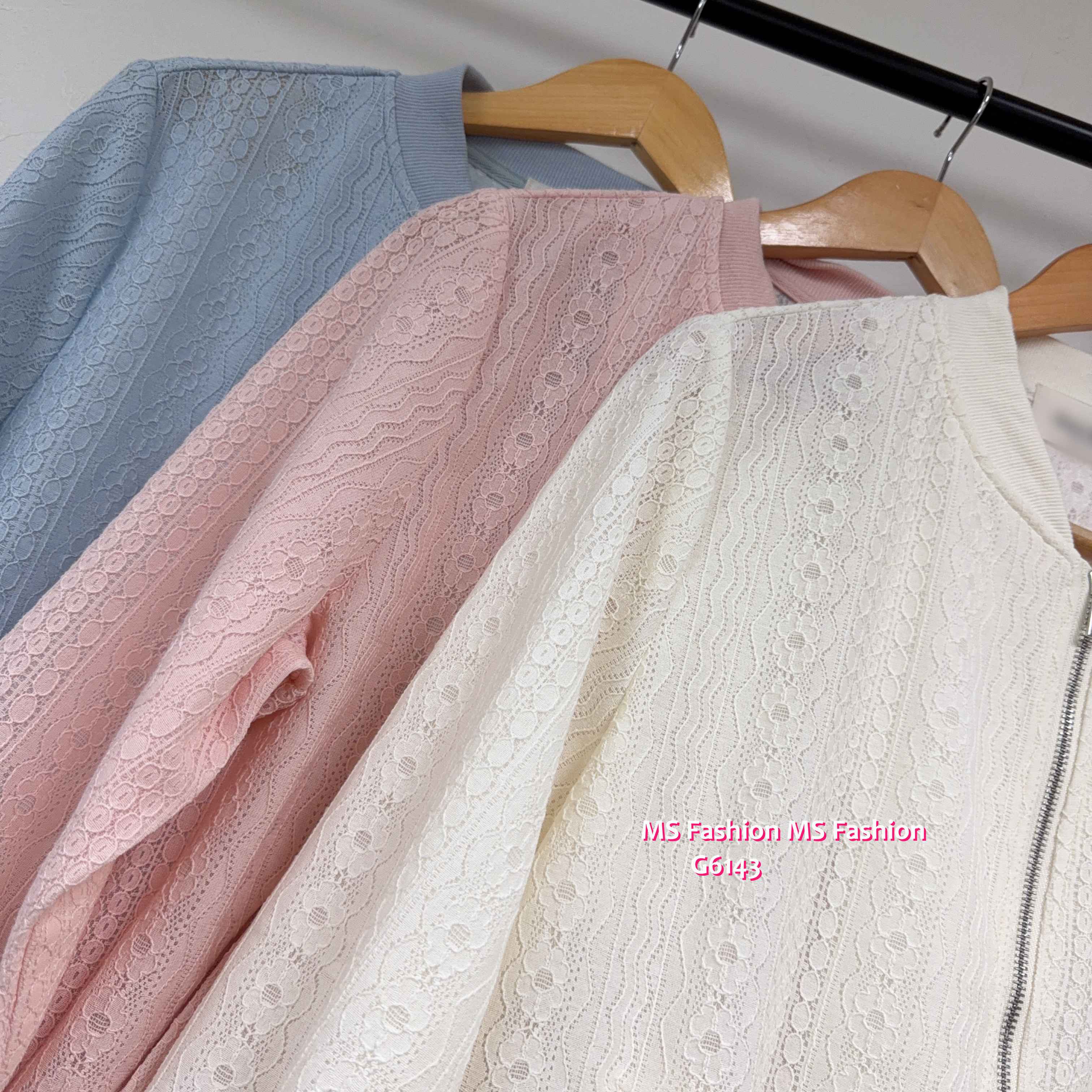 G6142 韓國🇰🇷lace中袖拉鏈外套