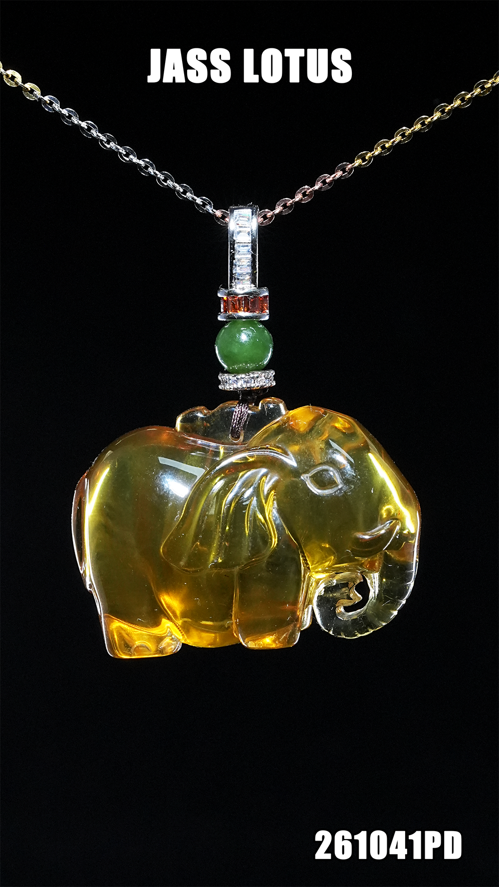 緬甸天然琥珀高藍珀吸財大象吊墜 