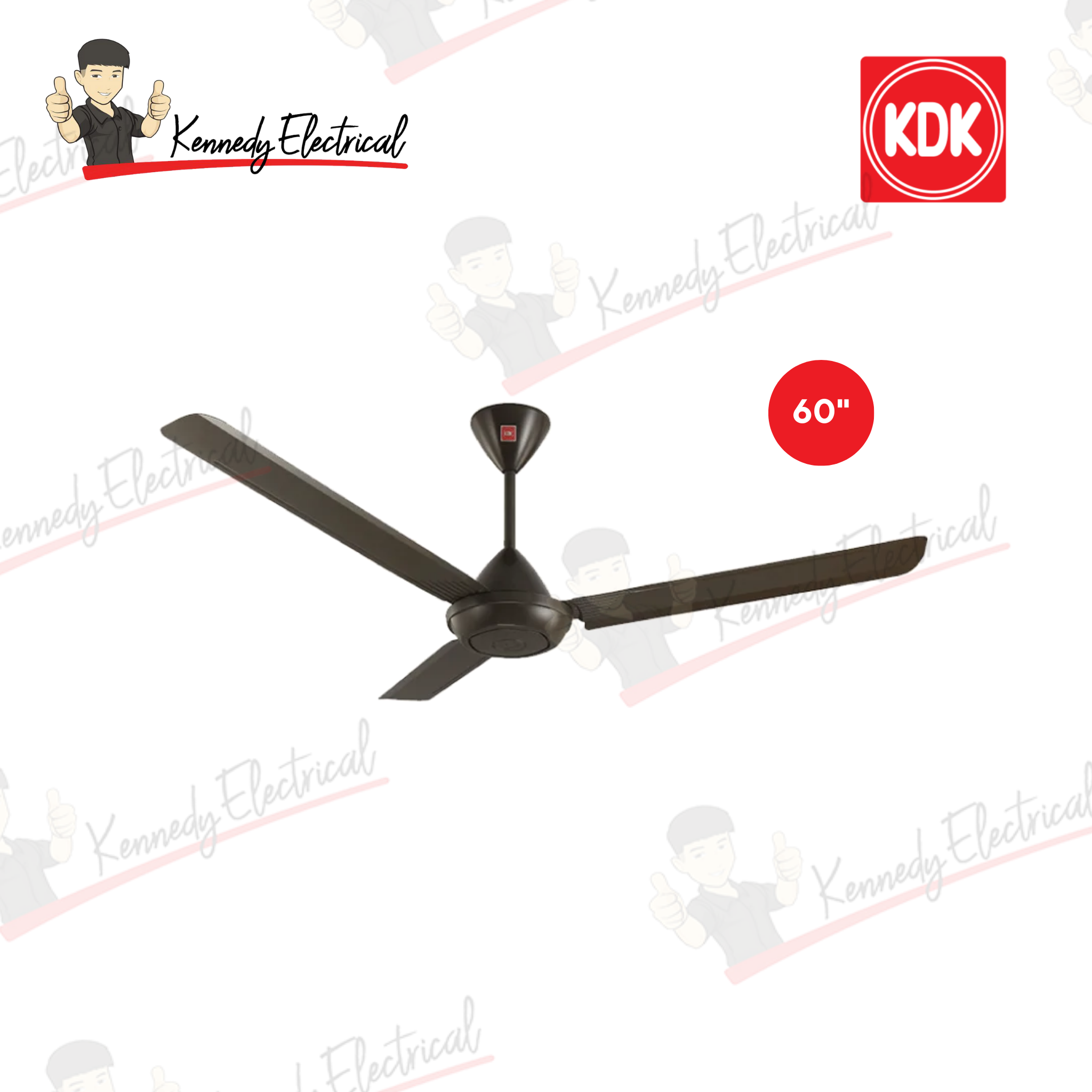 KDK 60" 3-Blade Regulator Ceiling Fan K15V0-PBR (Brown)
