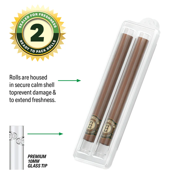 Pre-Rolled King Size Glass Tipped Hemp Rolls | 2PK | HEMPER
