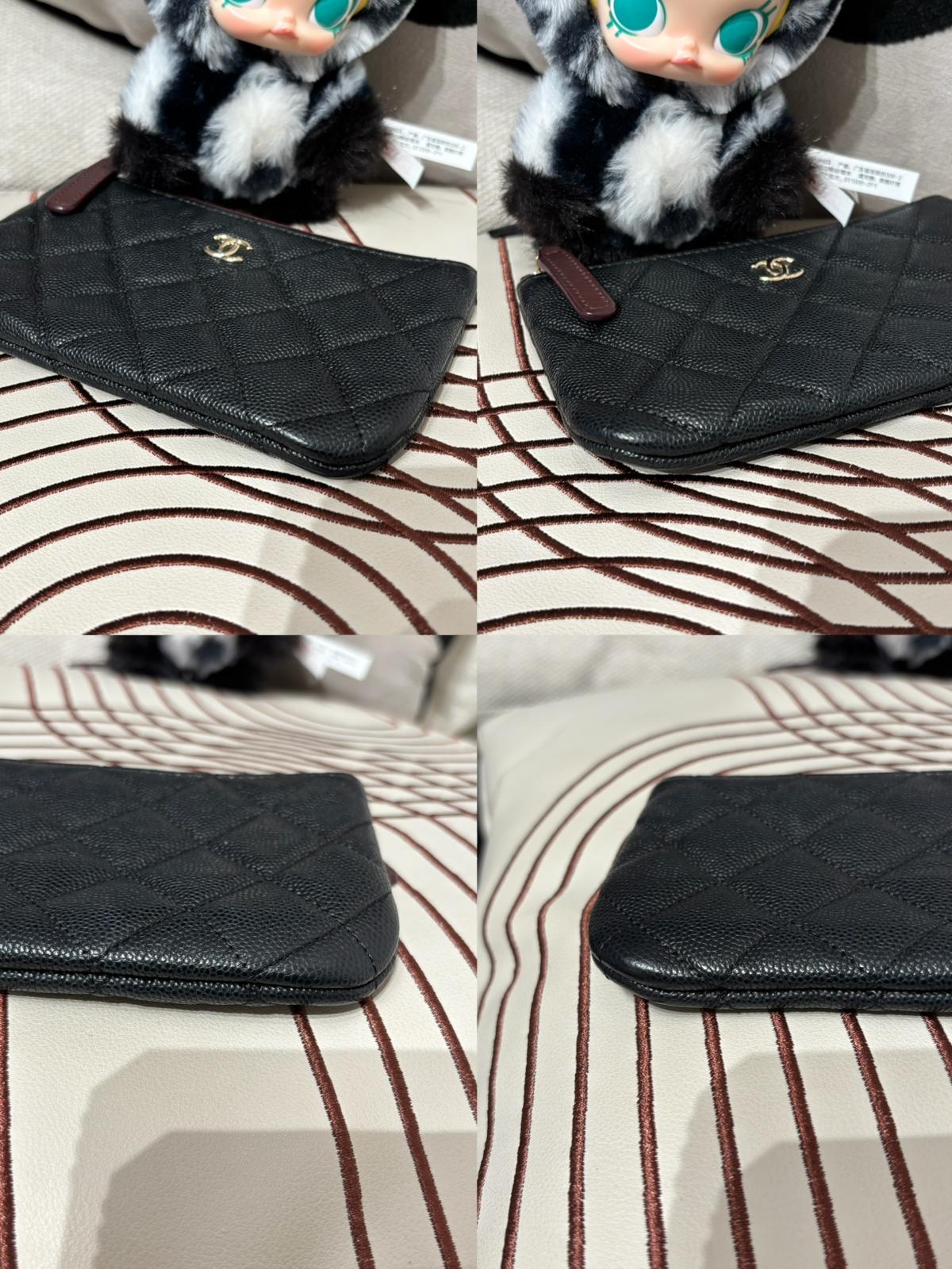 Chanel zip pouch o case 黑色荔枝牛皮金扣zip wallet 100%Authentic, 98%new ✅晶片✅Dust bag